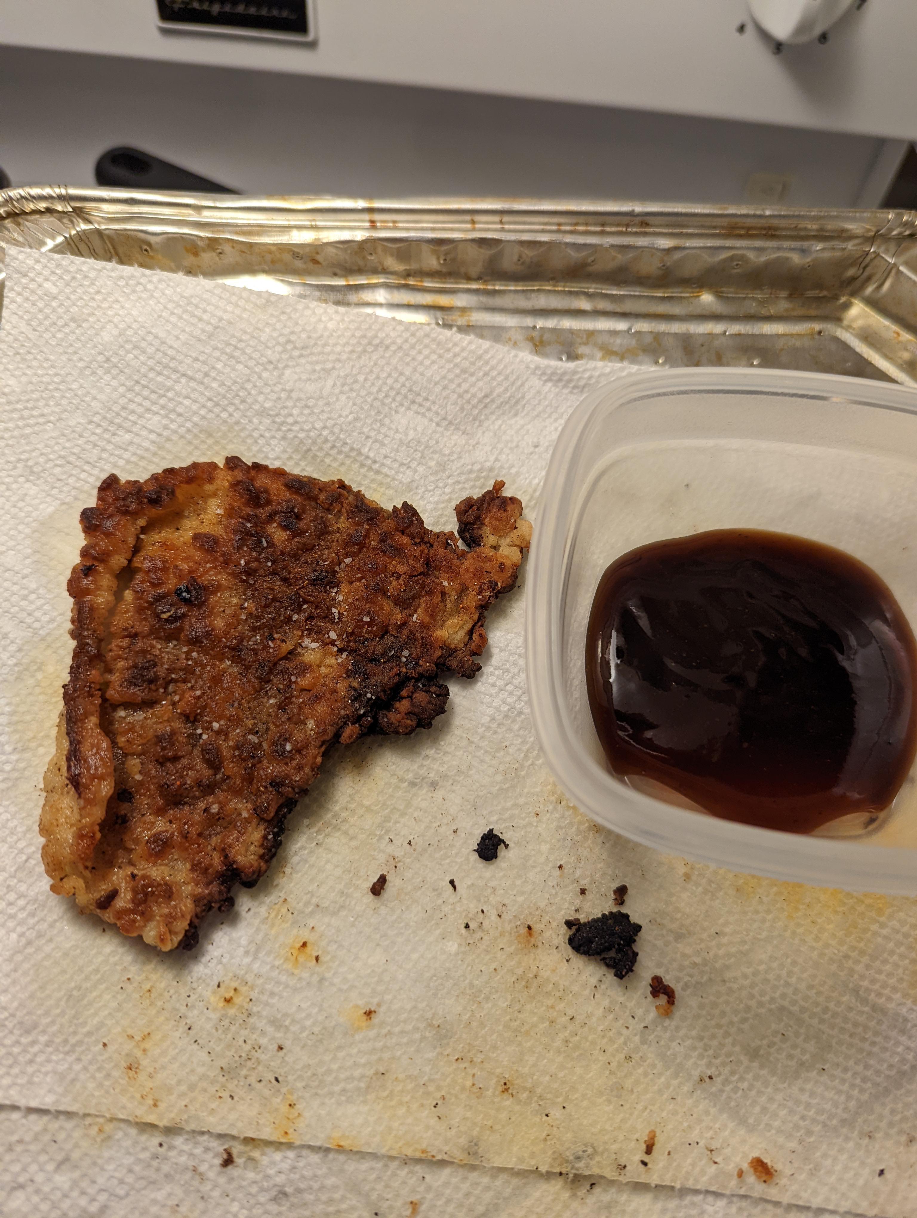 Yogurt Brined Chicken Skin breaded with graham crumbs r/badfoodporn