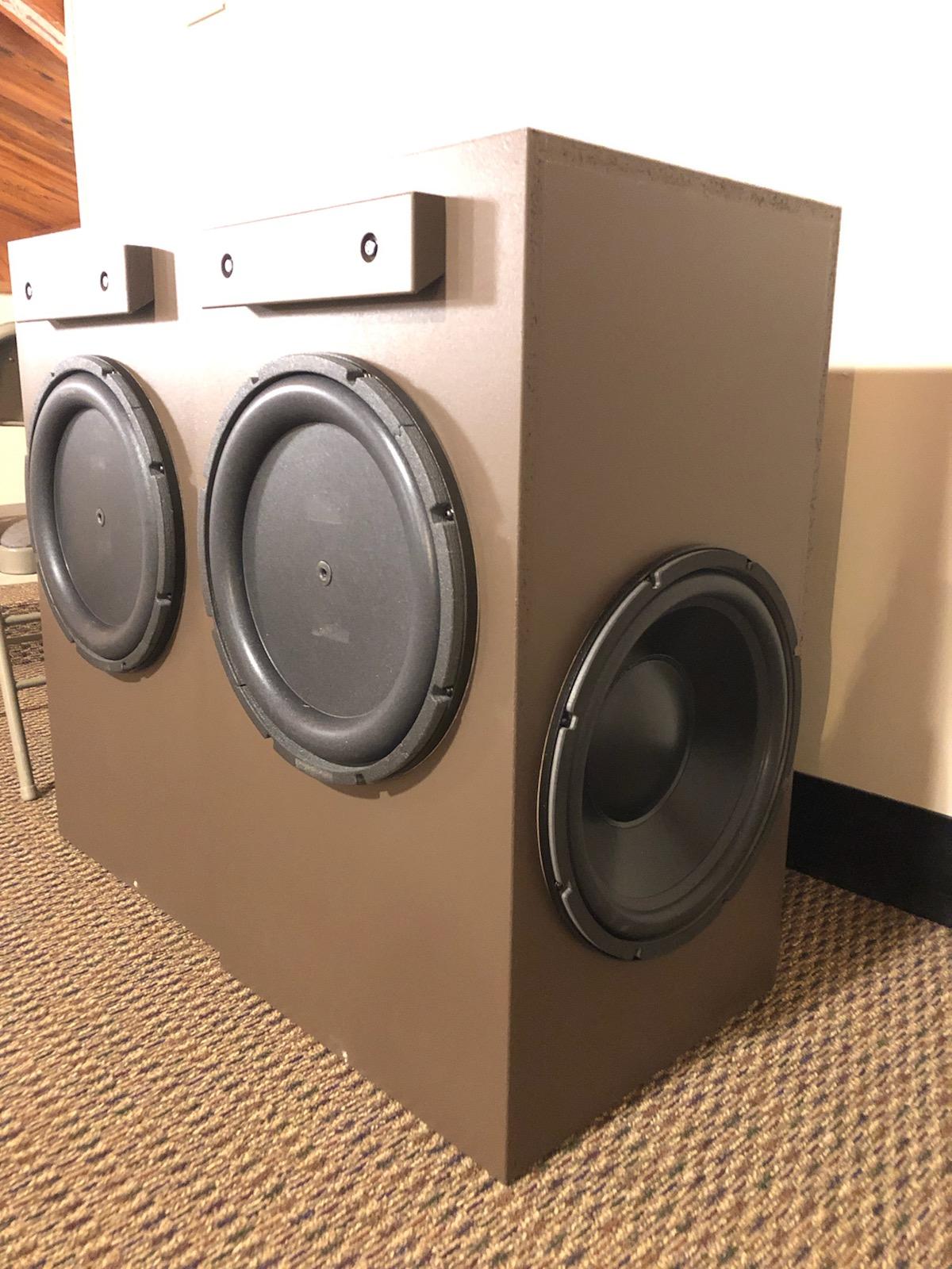 local church organ getting sound upgrade, a left and right diaphragm on each subwoofers. r