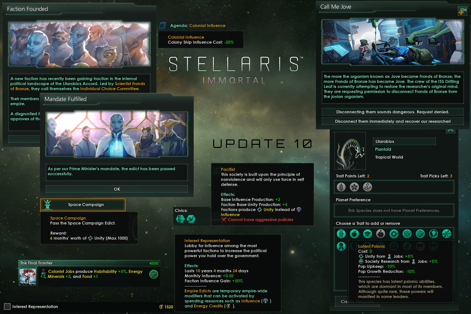 Stellaris Immortal (Alpha) Update 10 Democracy Inaction