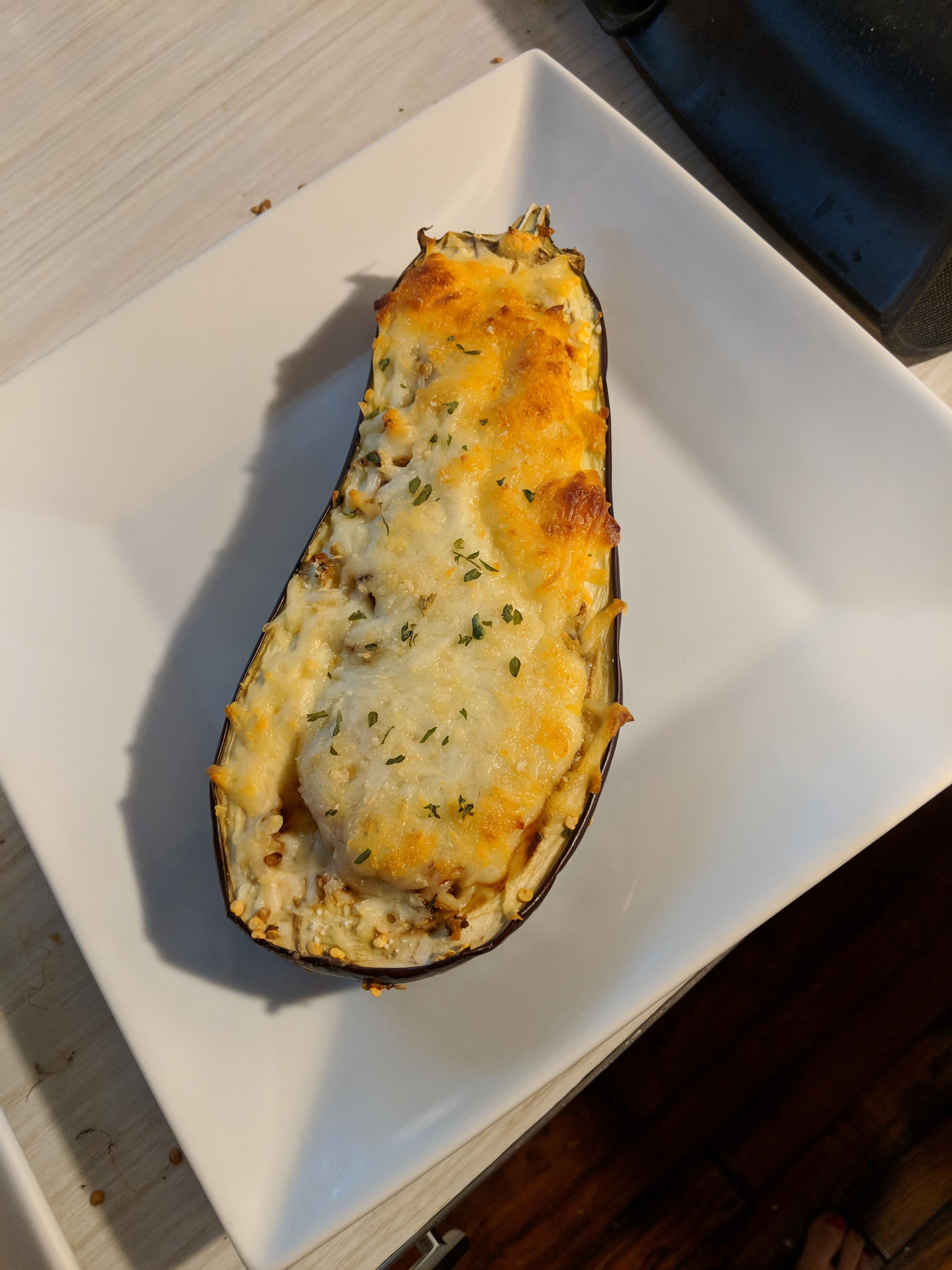 Stuffed Eggplant! r/vegetarian