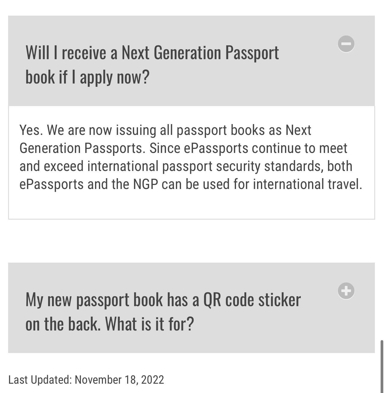 As of Nov. 18 at the latest the US now only issues nextgen passports