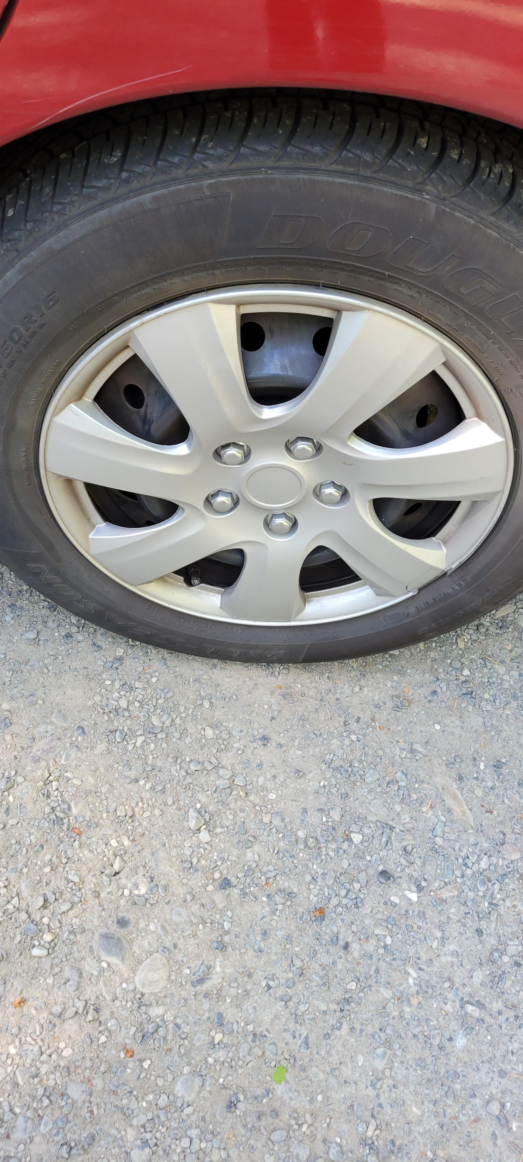 lost hubcap, either road behind Fairhaven or road along campus maybe