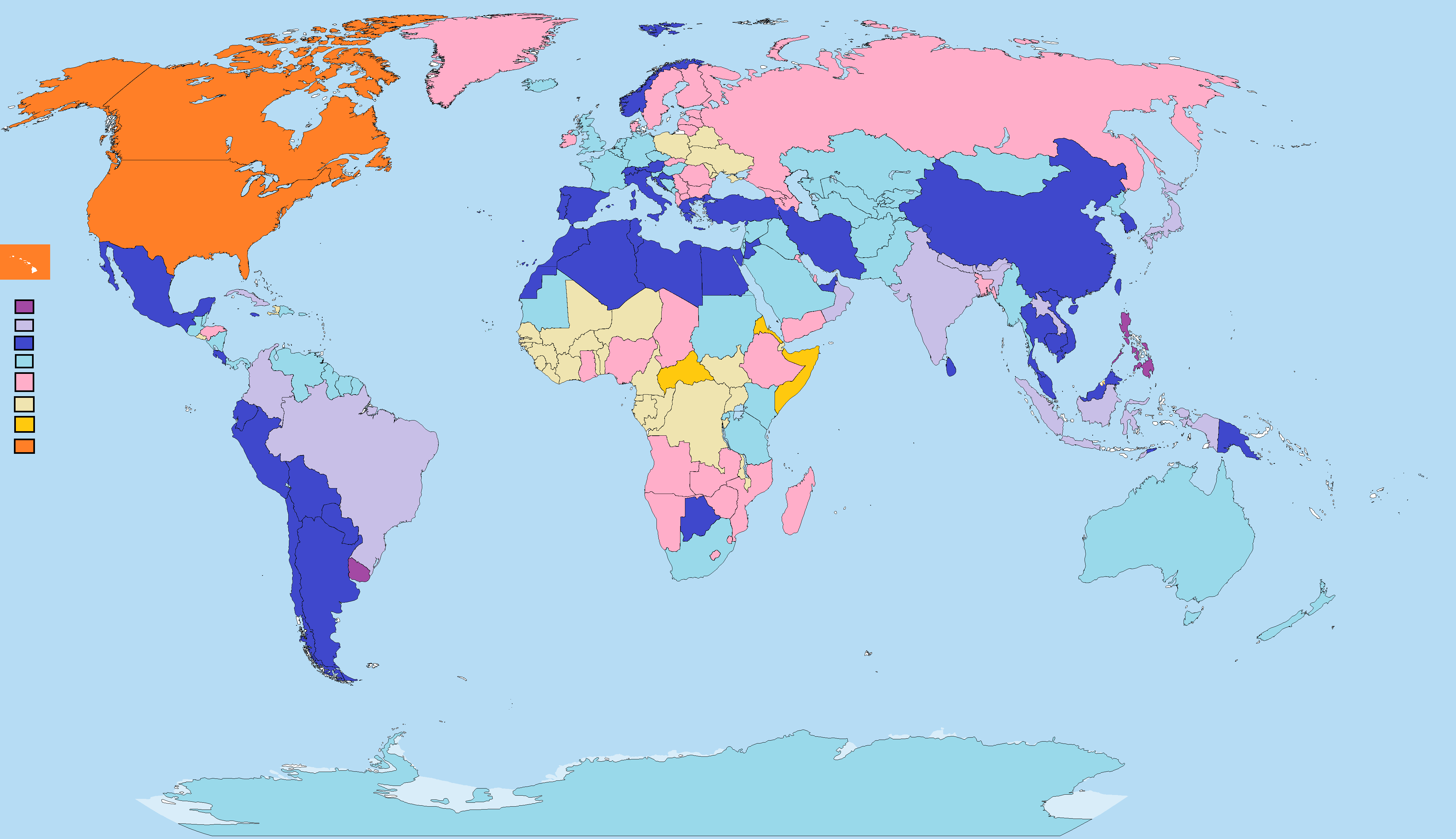 My Microsoft Paint rankings of each country by how much I want to visit