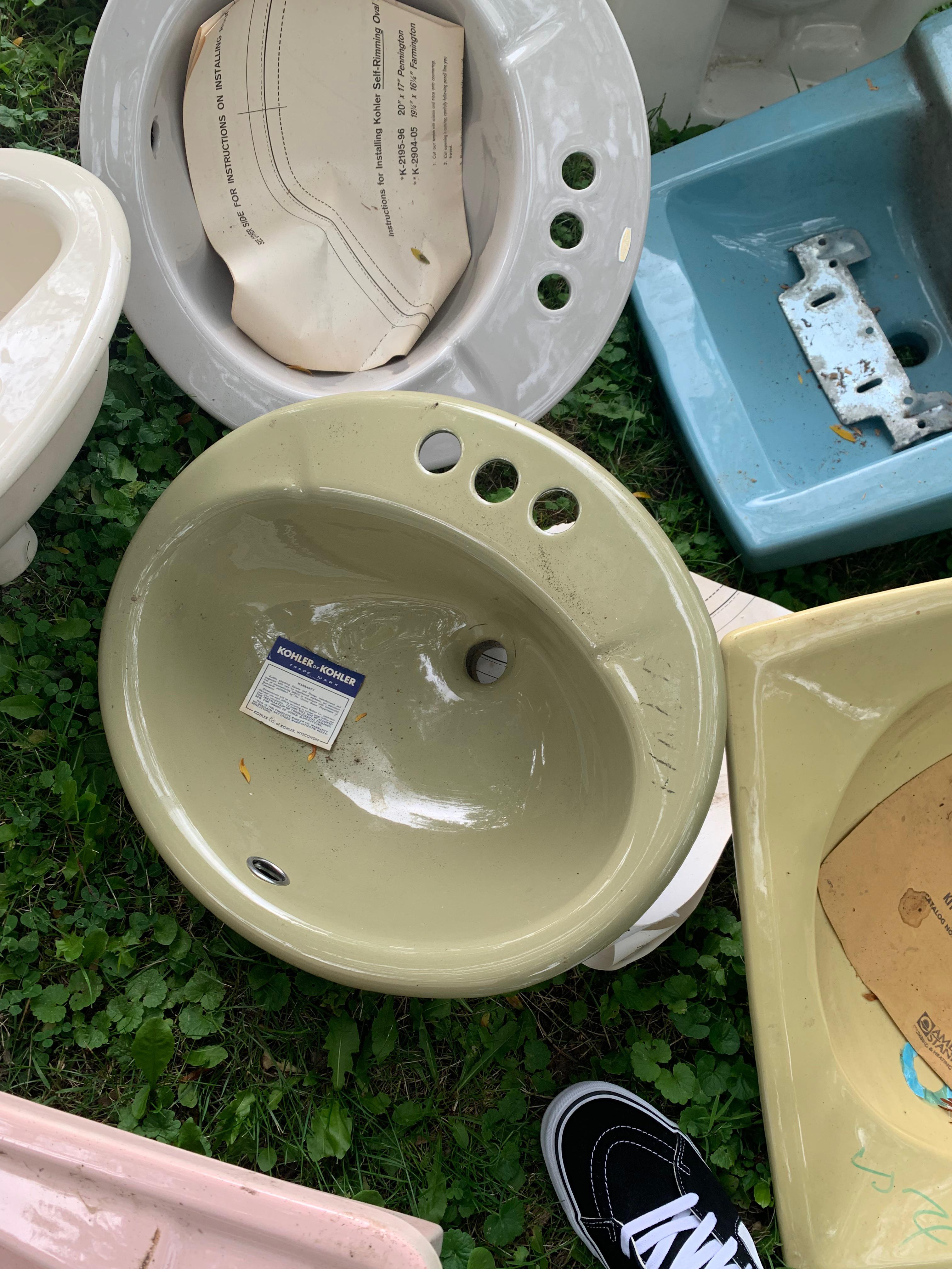 Totally scored on this vintage brand new cast iron avocado green Kohler