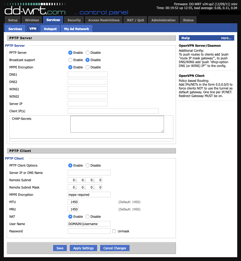 Cant find OpenVPN settings in DDWRT? DDWRT