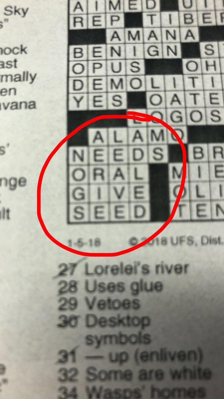 The crossword maker had other things on their mind funny