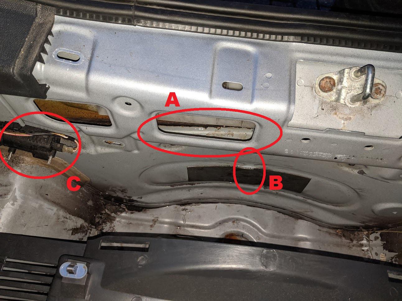 (2008 Corsa D) Water in spare wheel compartment, Taken off the rear