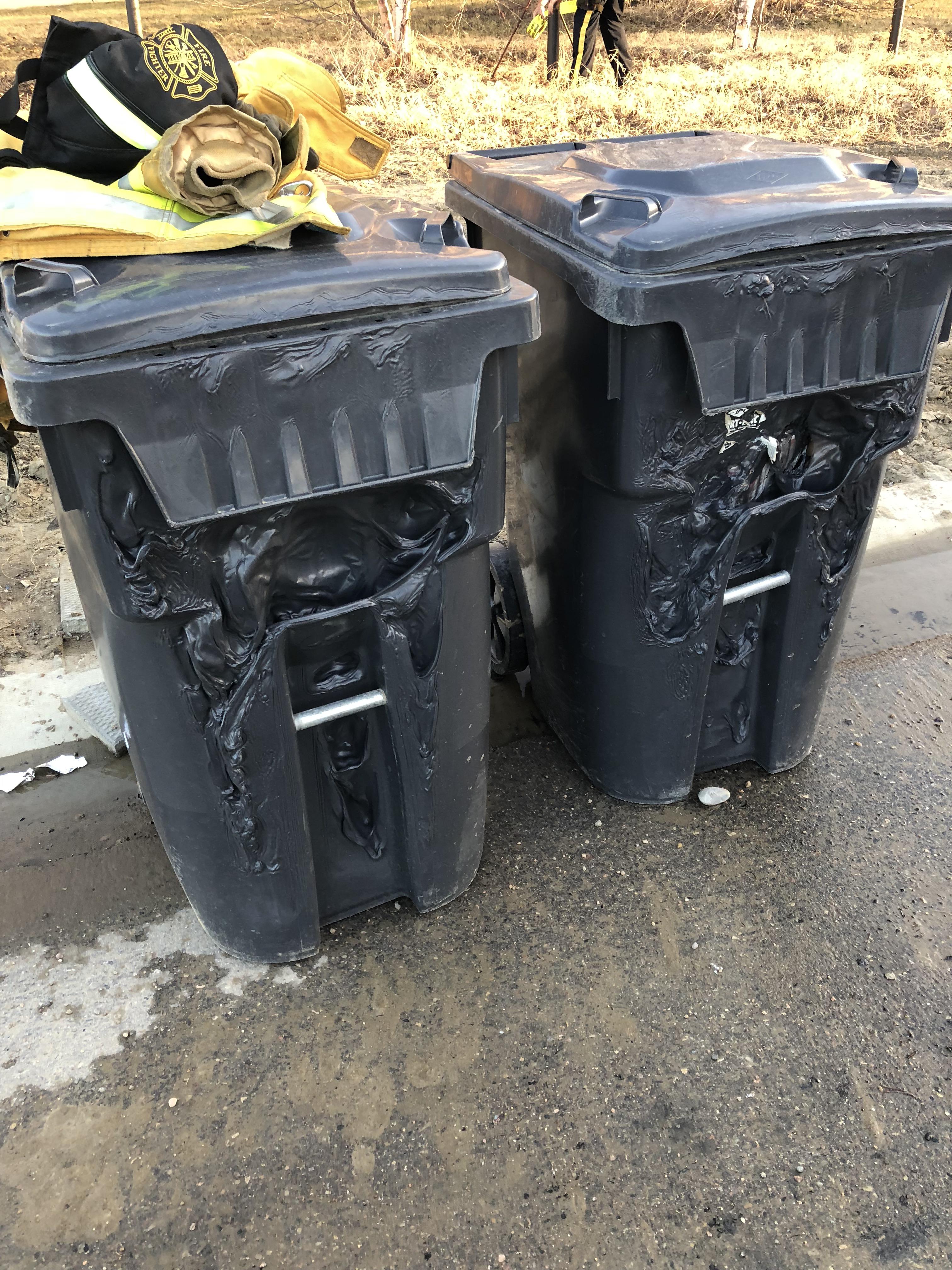 Trash cans melted across the street from my first ever FD call last