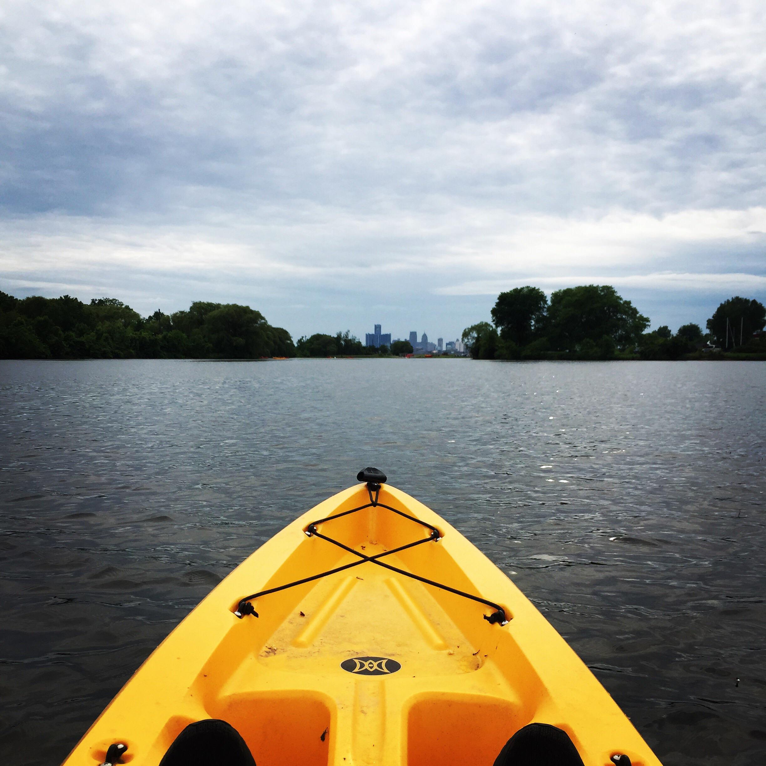 Detroit skyline from Belle Isle state park. (Rented this kayak, still haven’t purchased my own