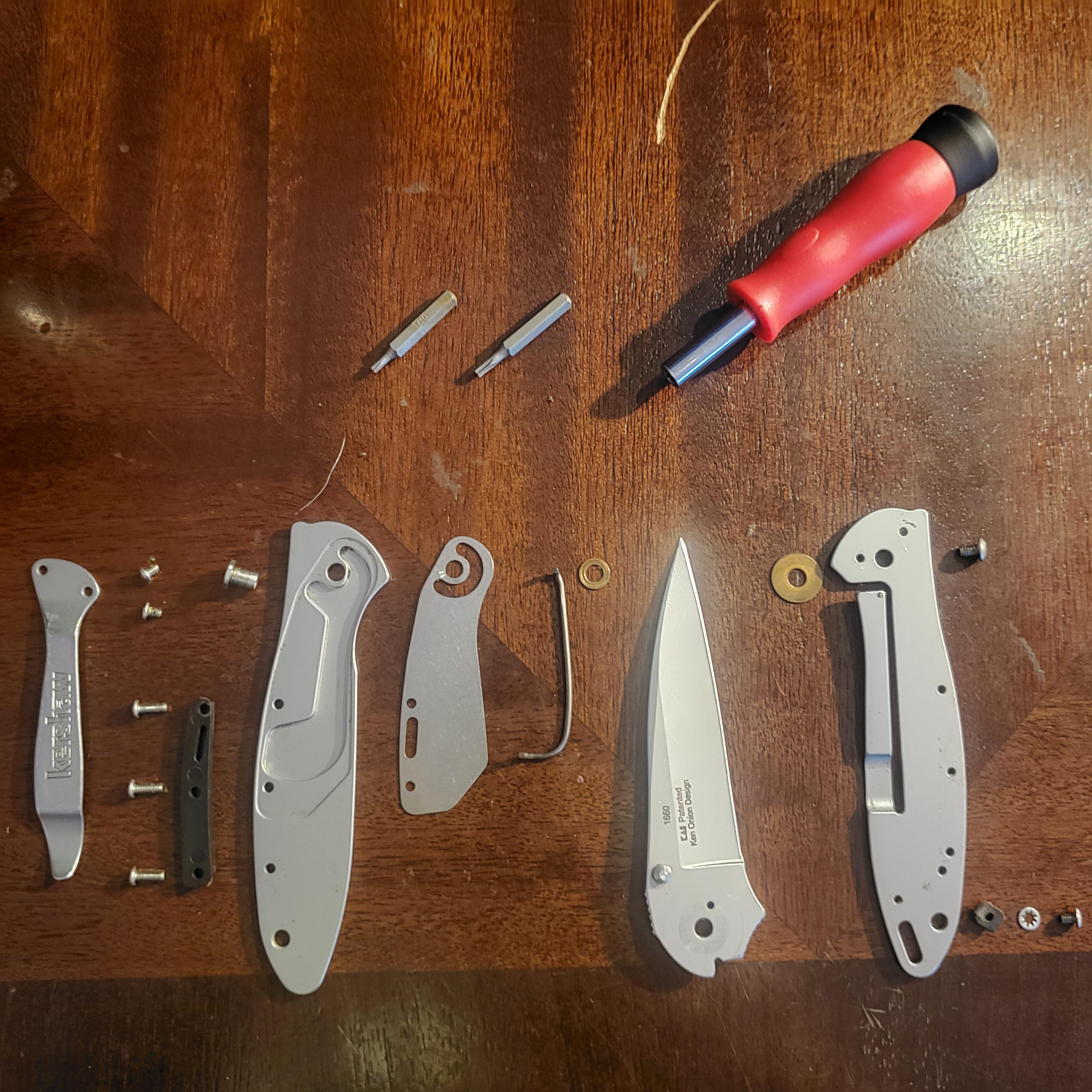 Kershaw Leek breakdown. Going to make a micarta back spacer.