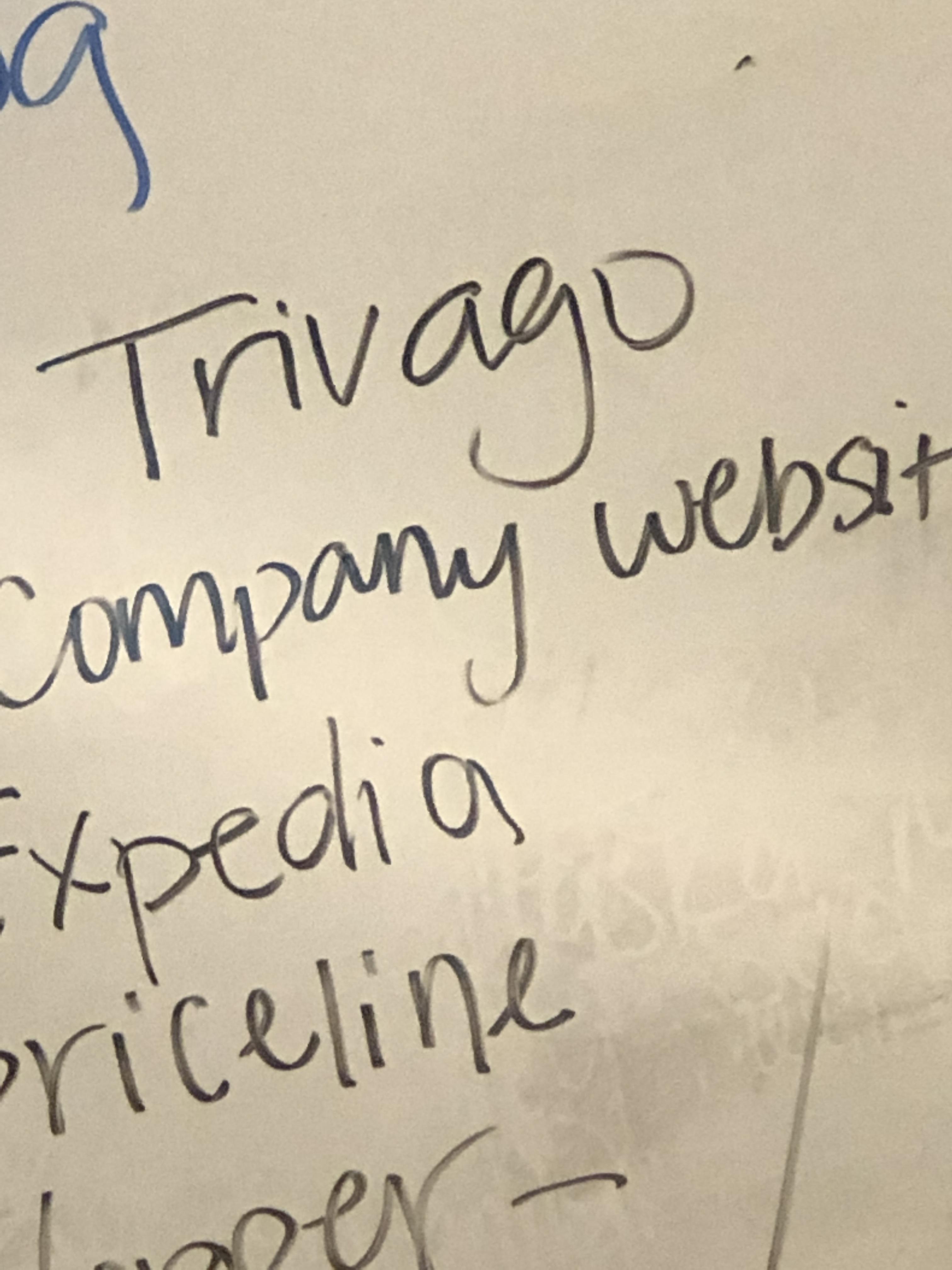 whiteboard in my marketing class r/unexpectedtrivago