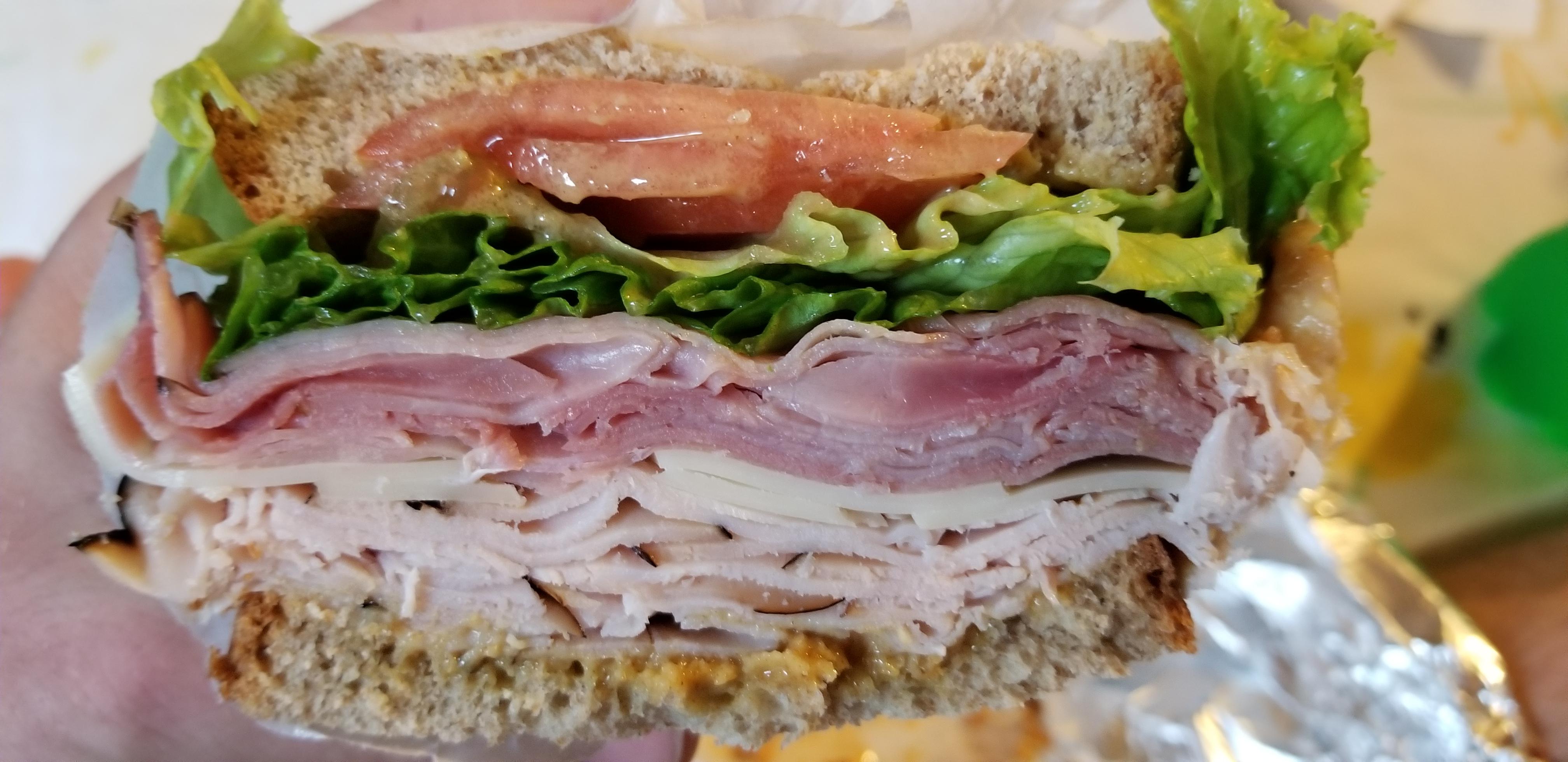 From the bottom; whole wheat, honey mustard, honey glazed turkey