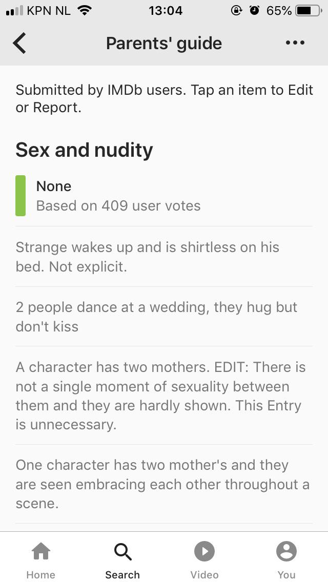 IMDb parent guide for multiverse if madness. Some people... r
