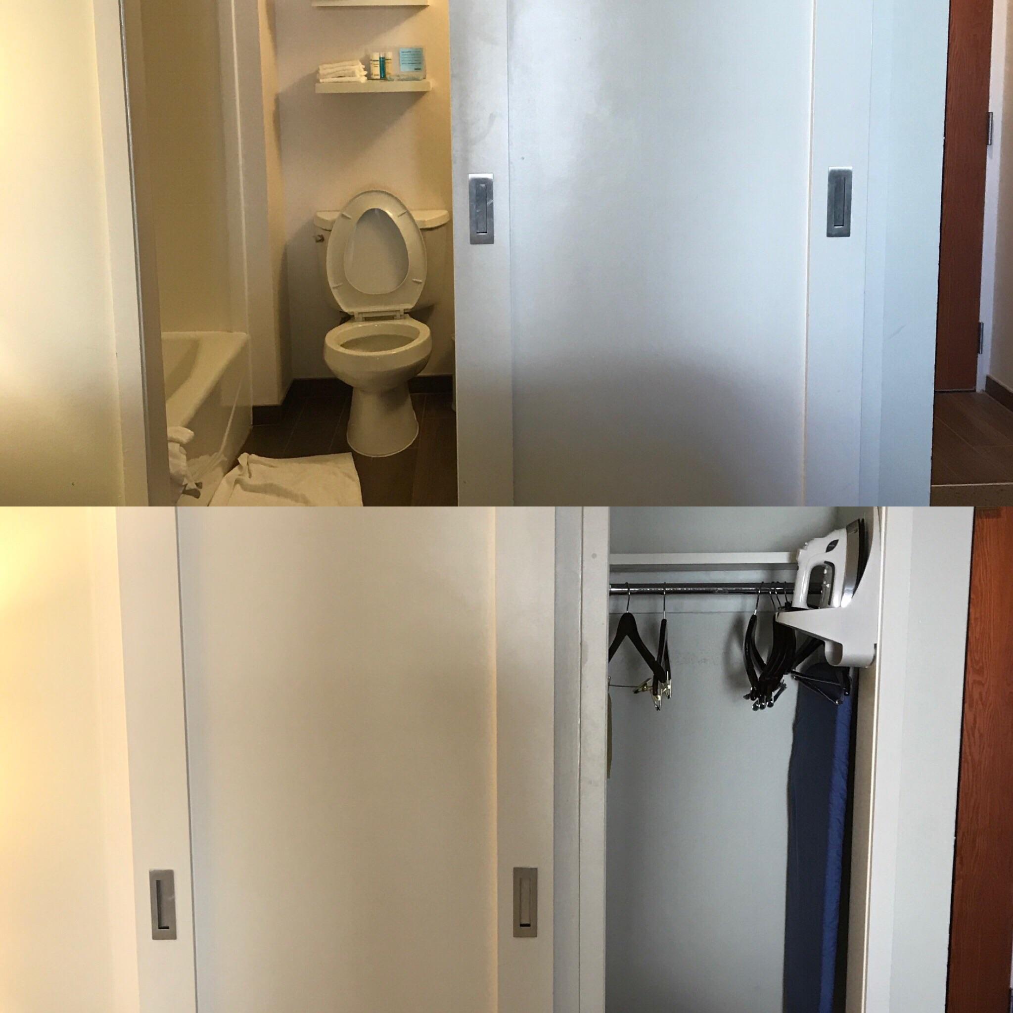 Look at the toilet or the ironing board? Crappy hotel room design