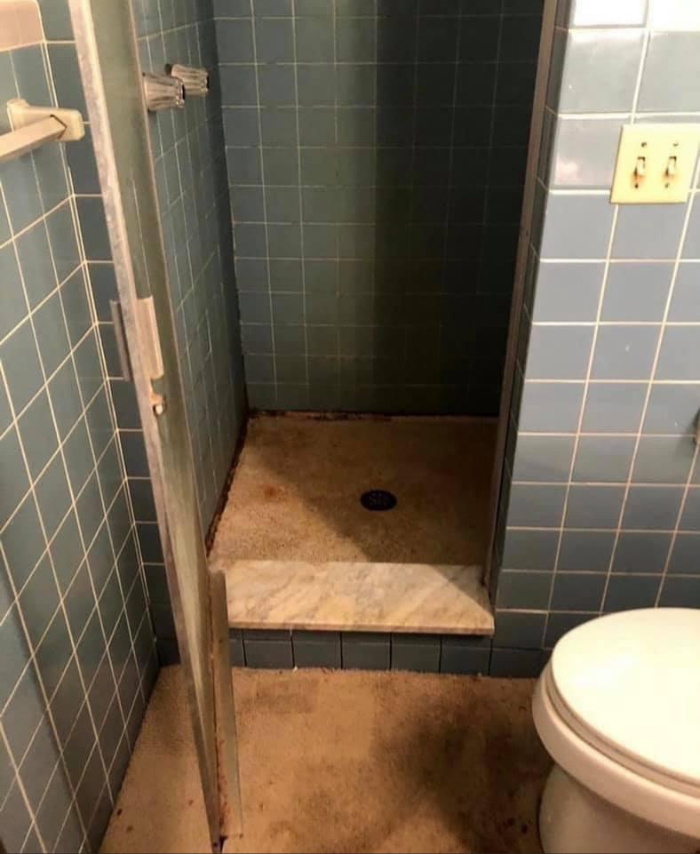 Found online, One up from carpeted bathroom! Carpeted shower! r/Plumbing