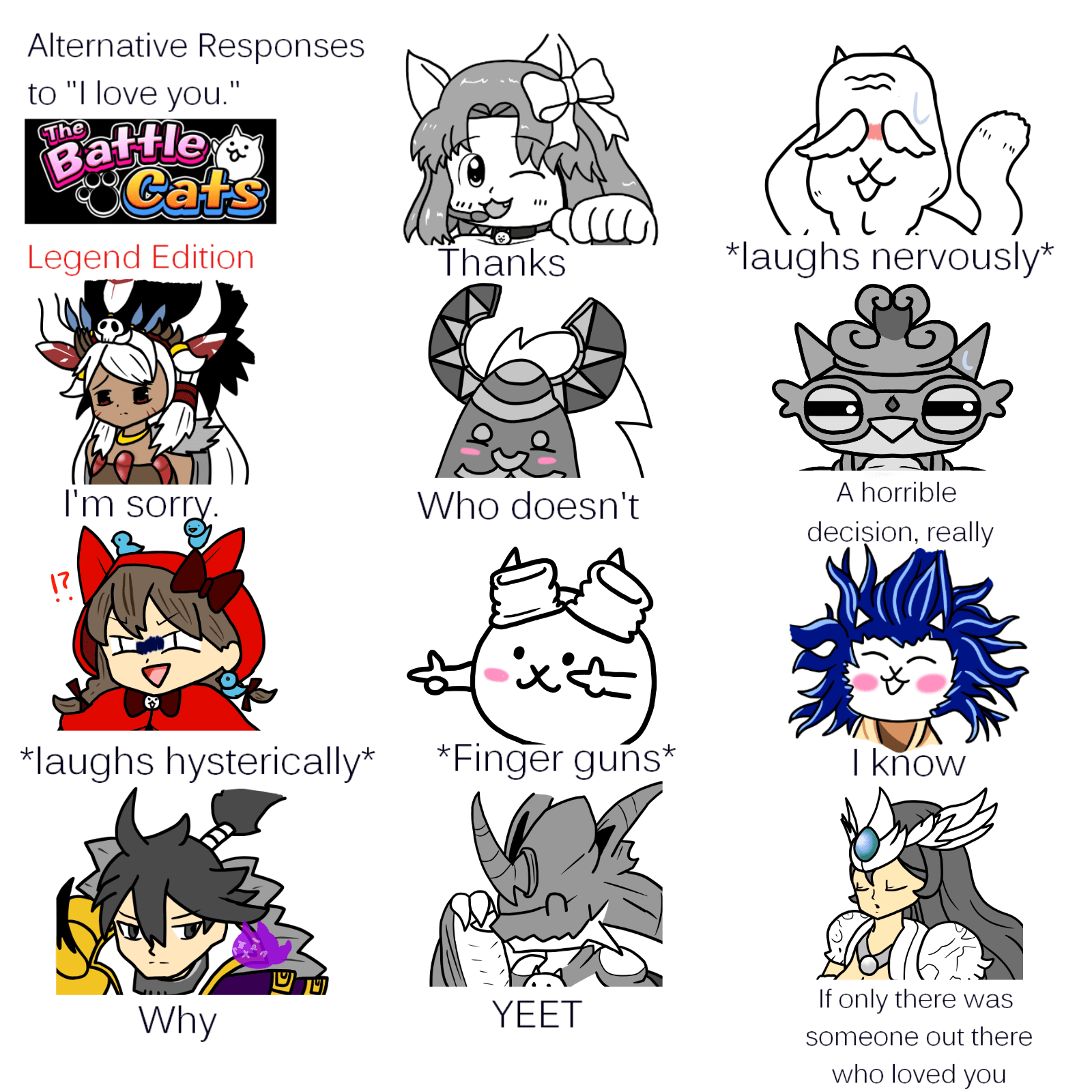 [FanArt] Alternative Responses to 'I Love You' Battle Cats edition r