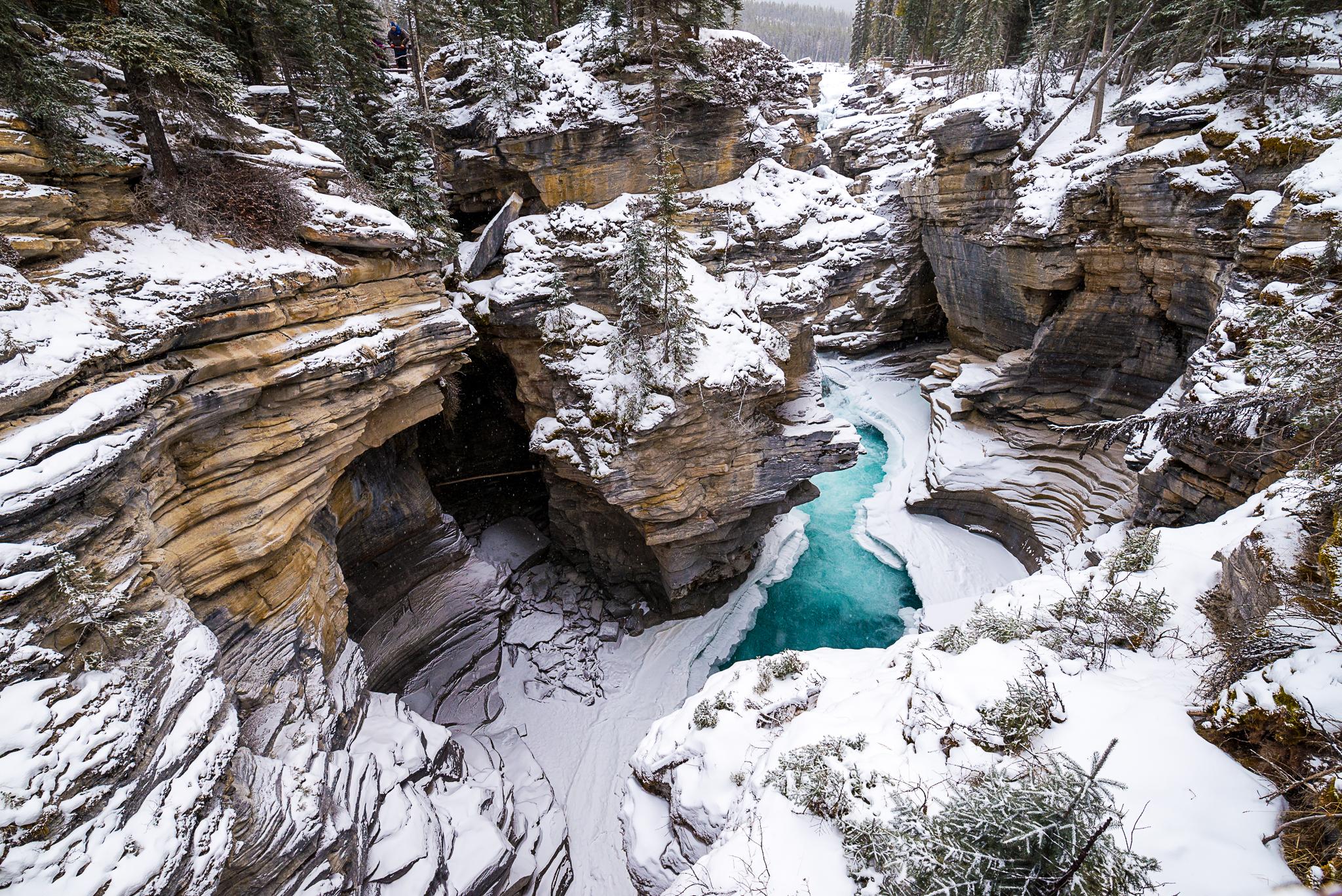 Athabasca Falls, AB, CA in the winter was such a delight to see [2048 x