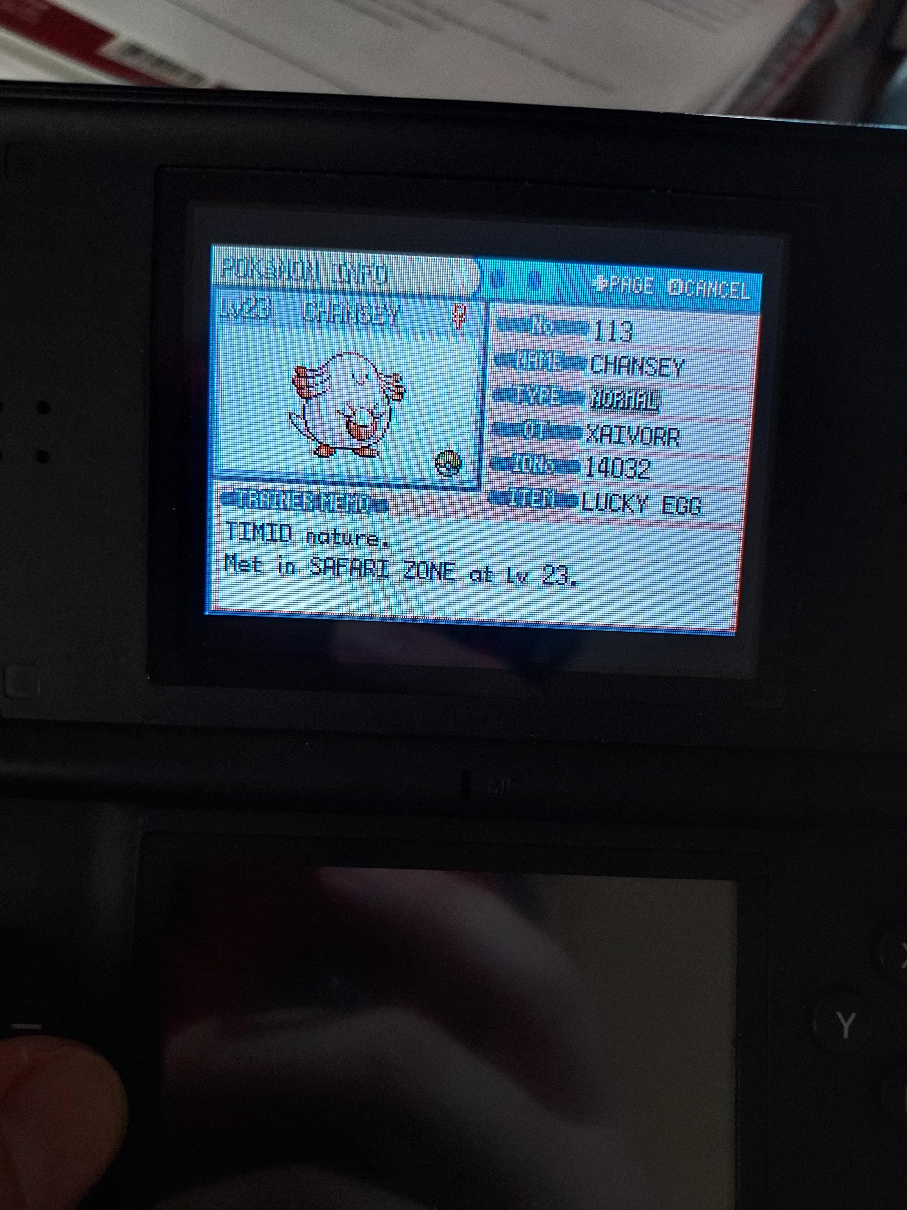 18 years later, finally caught a Lucky Egg Chansey in Leaf Green r