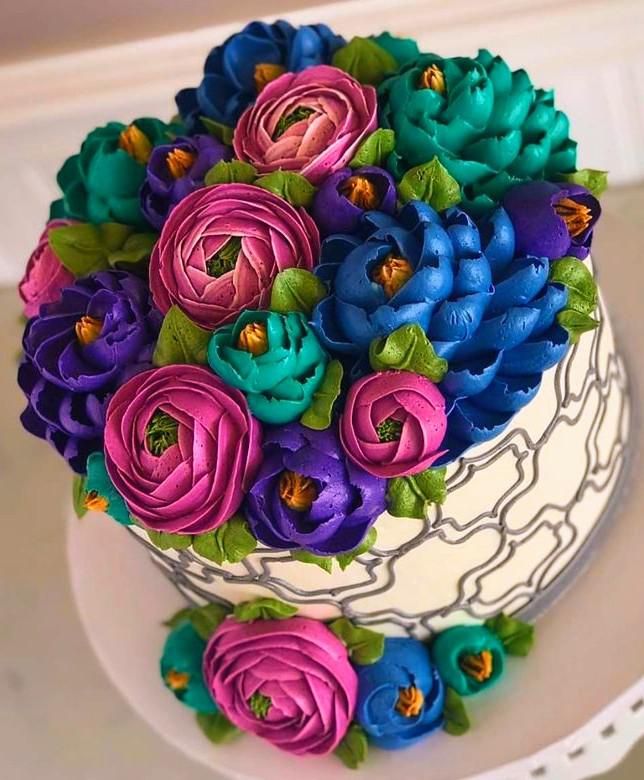 Jewel Tone Colors Buttercream Cake Cakes