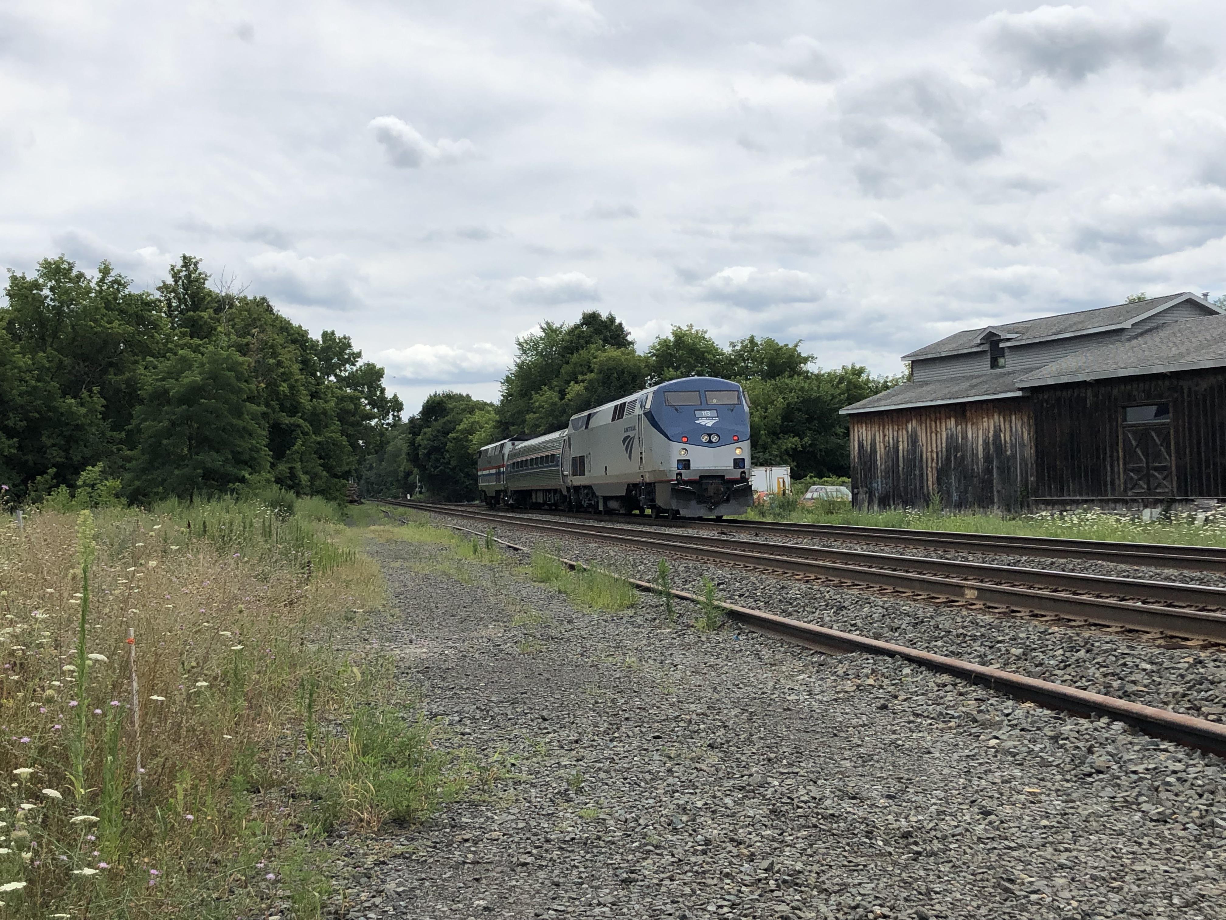 An Amtrak test train rolled down the CSX main through Voorheesville, NY