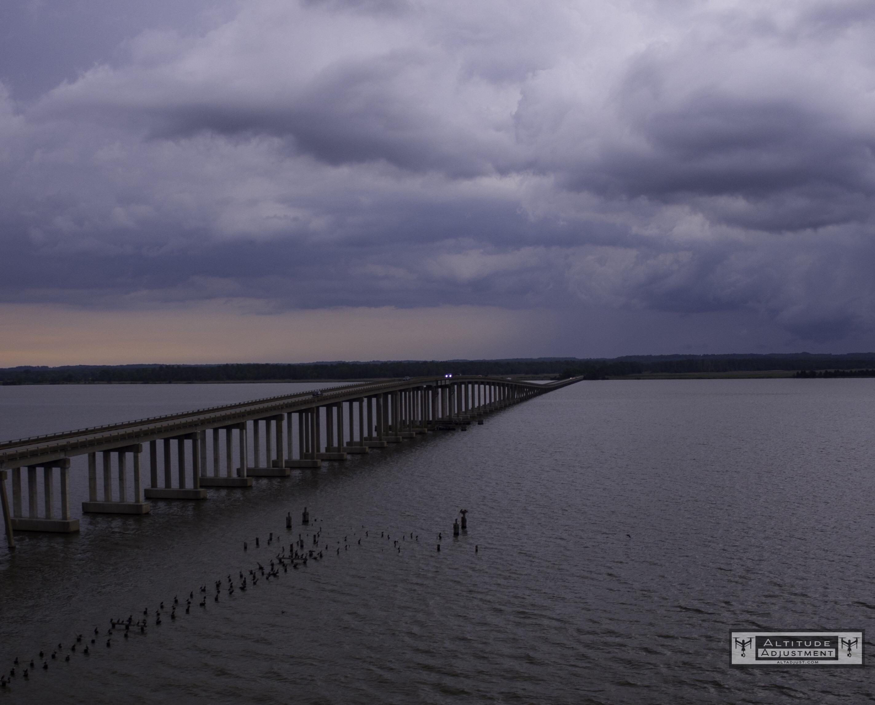 Bridge over Rappahannock at Tappahannock, VA Sunset vs Storm [OC
