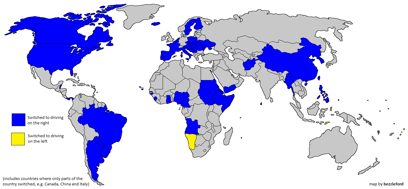 AHC Every country drives on the same side of the road