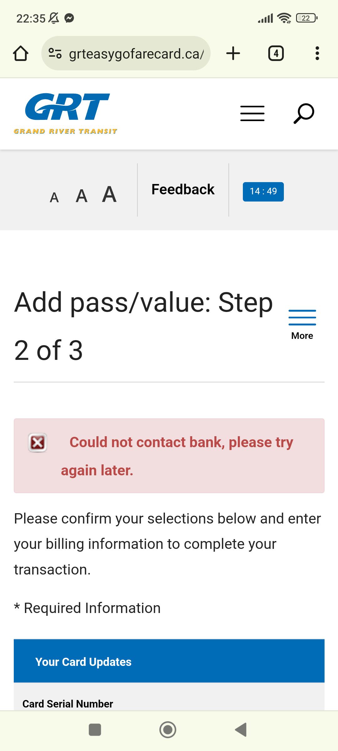 GRT CARD MONTHLY PASS r/waterloo