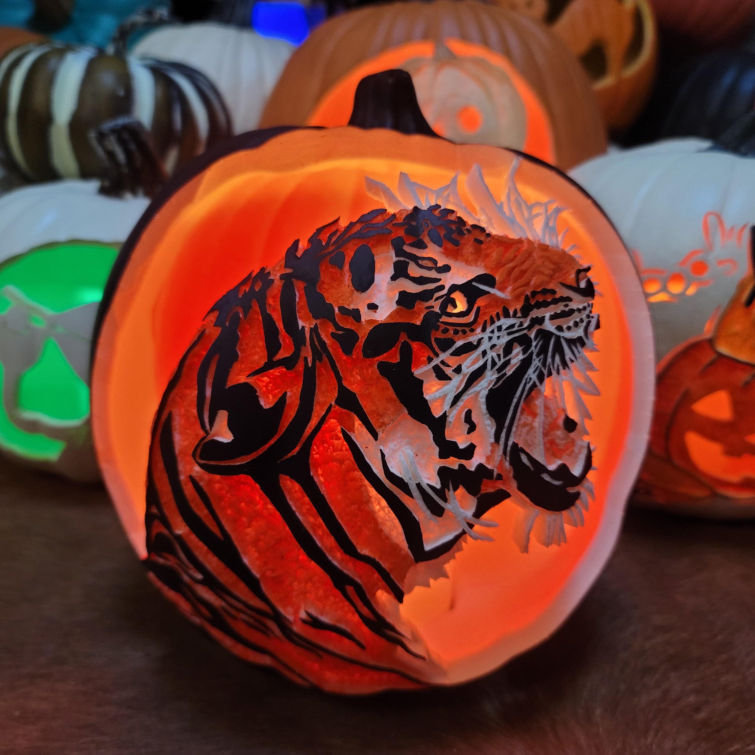 Tiger Face Pumpkin Stencil