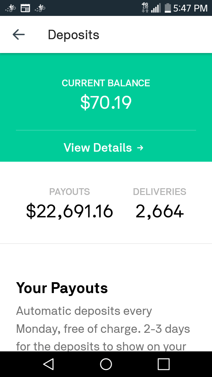 There are the earnings!! postmates