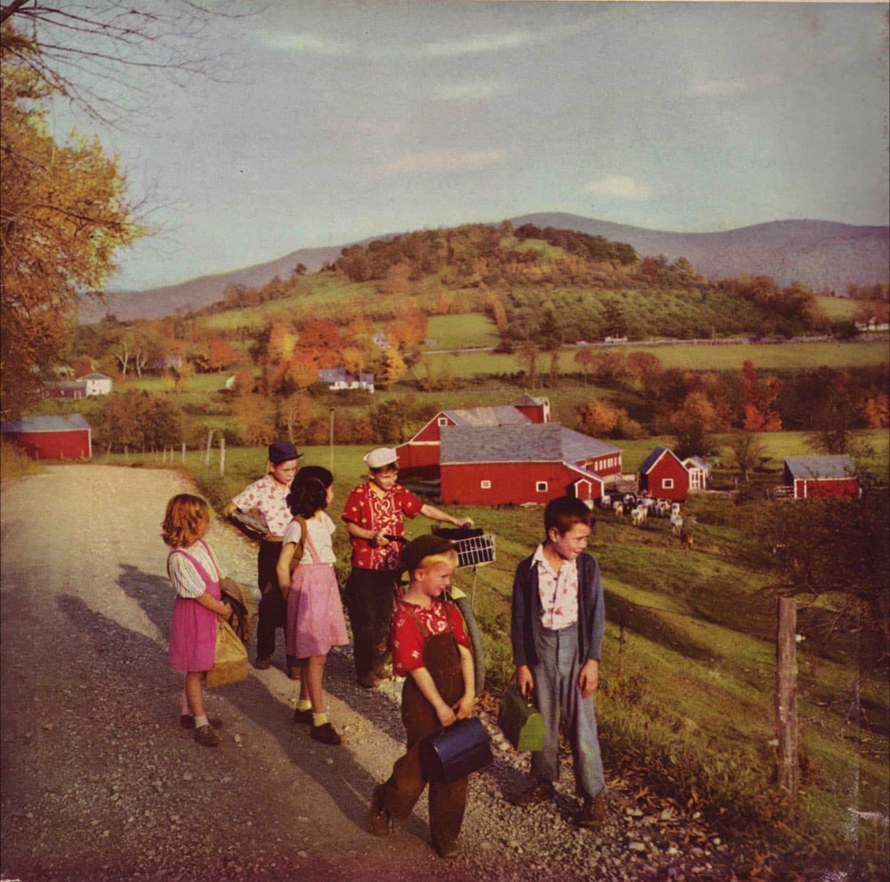 Children walking to school (1950) vermont