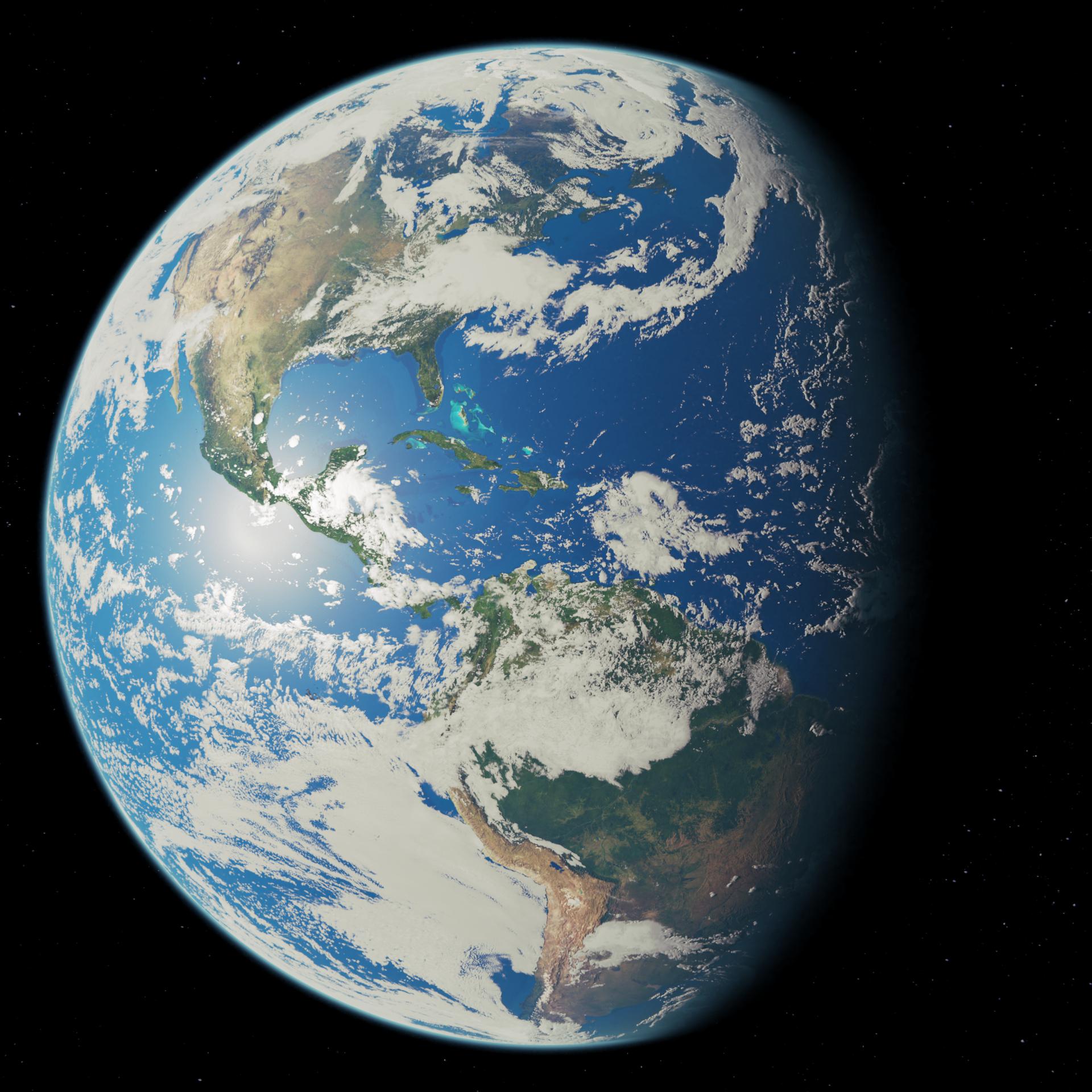 Another attempt at Blue Marble, rendered for 6 hours with 1024 samples