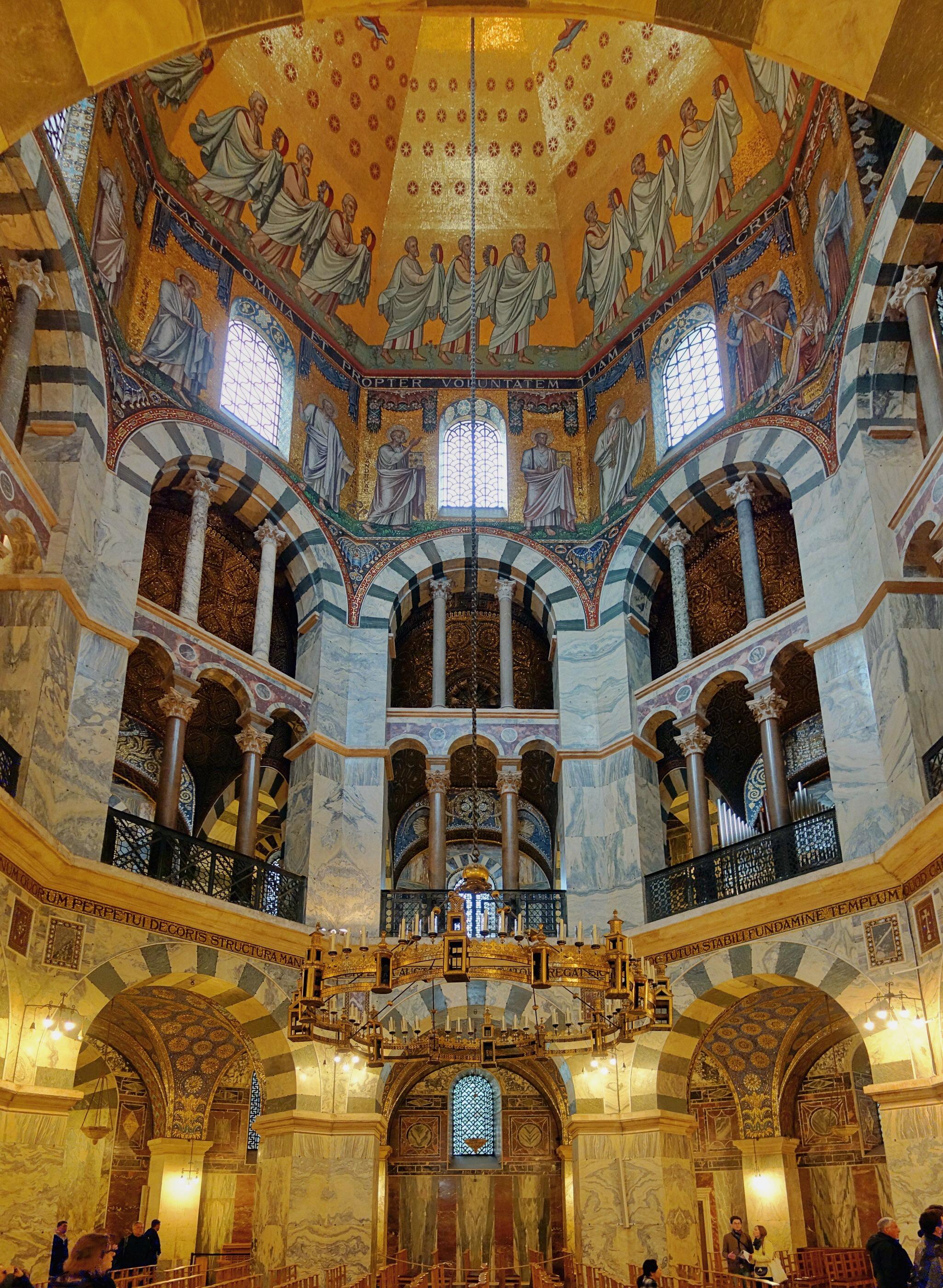Inside Charlemagne's Palatine Chapel, Aachen Cathedral, Germany built