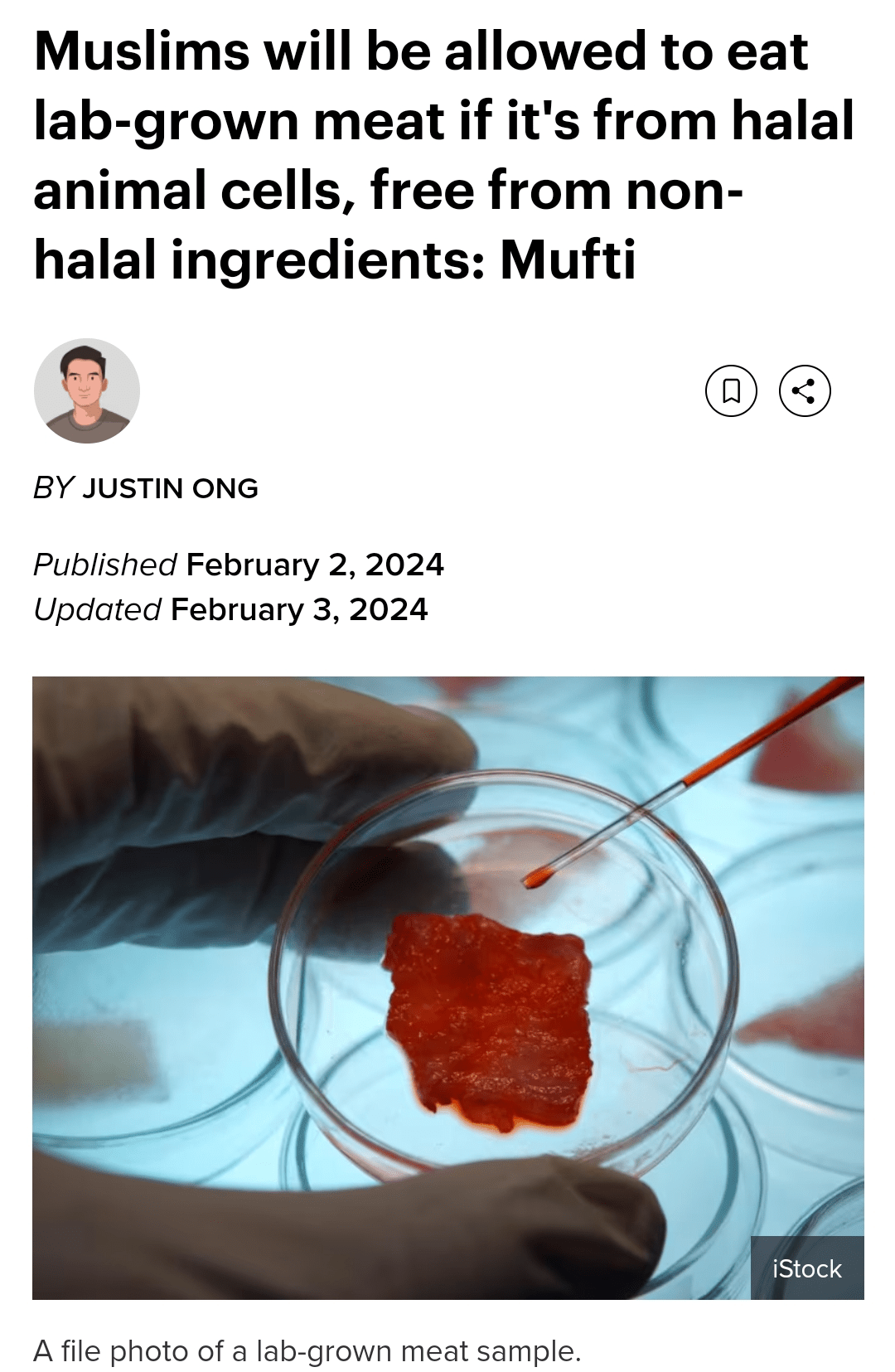 Singapore Mufti says Muslims allowed to eat lab grown meat if from