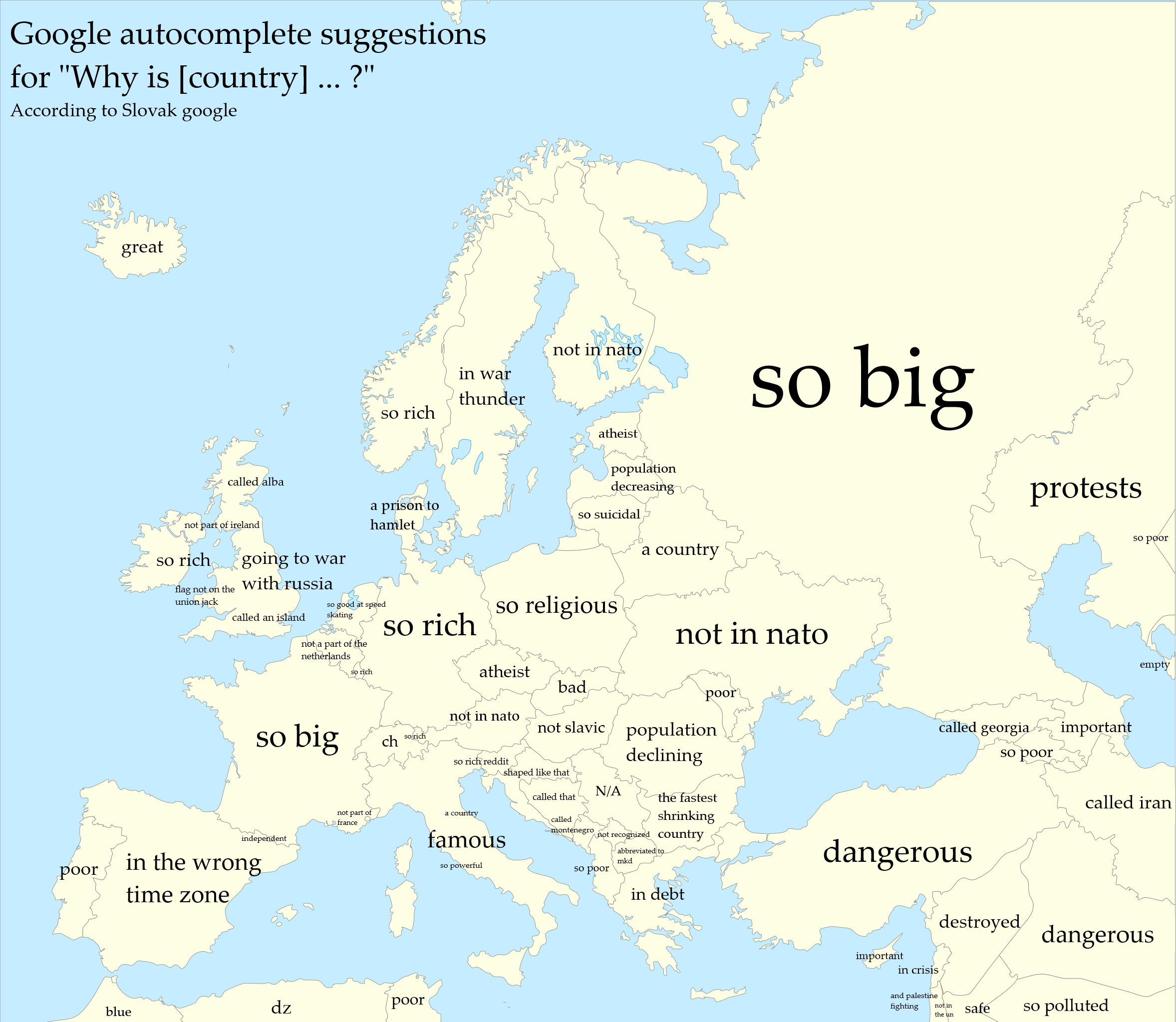 Google suggestions for European countries [according to