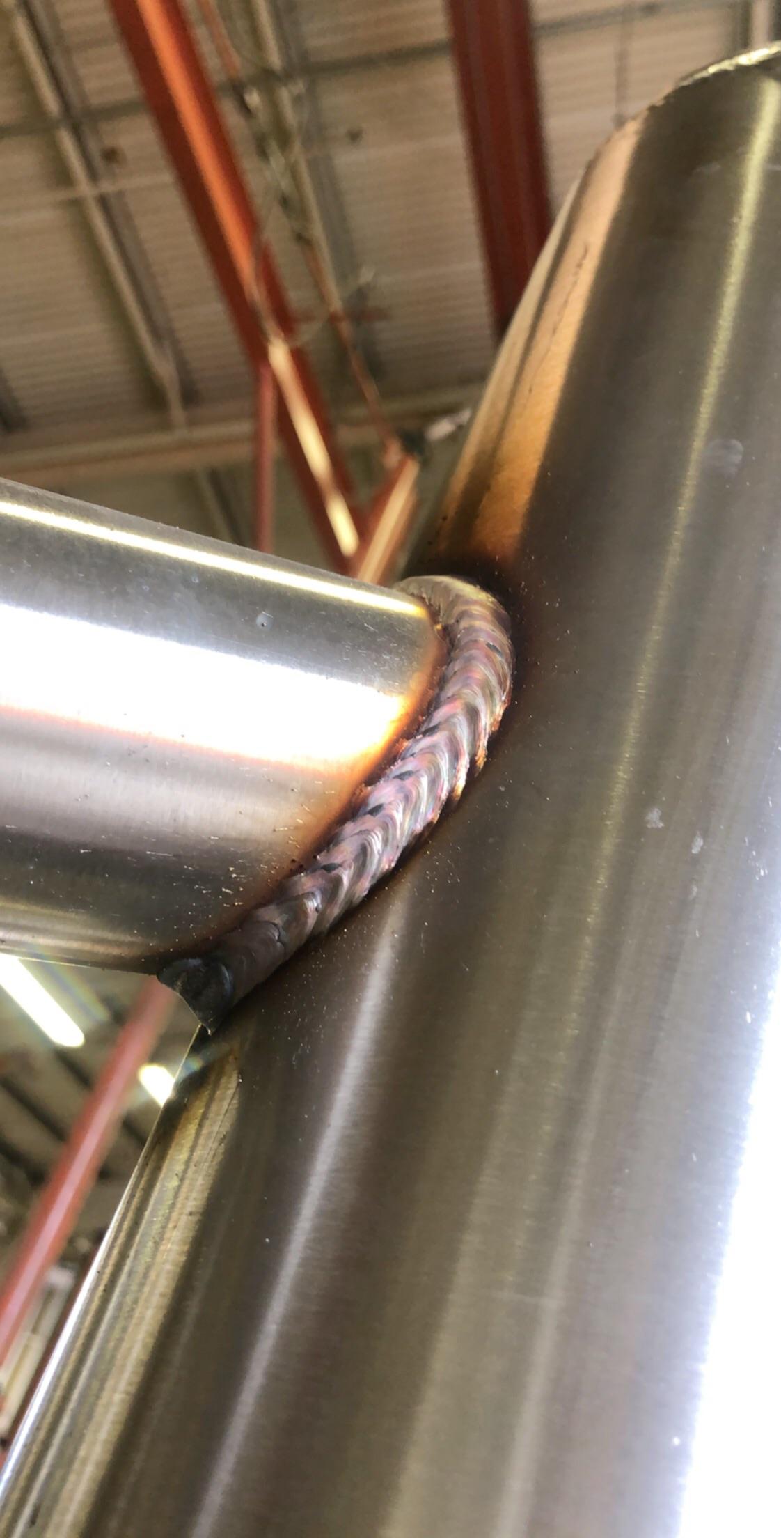 Stainless pipe welds from a leg braces on my tank what you think? r