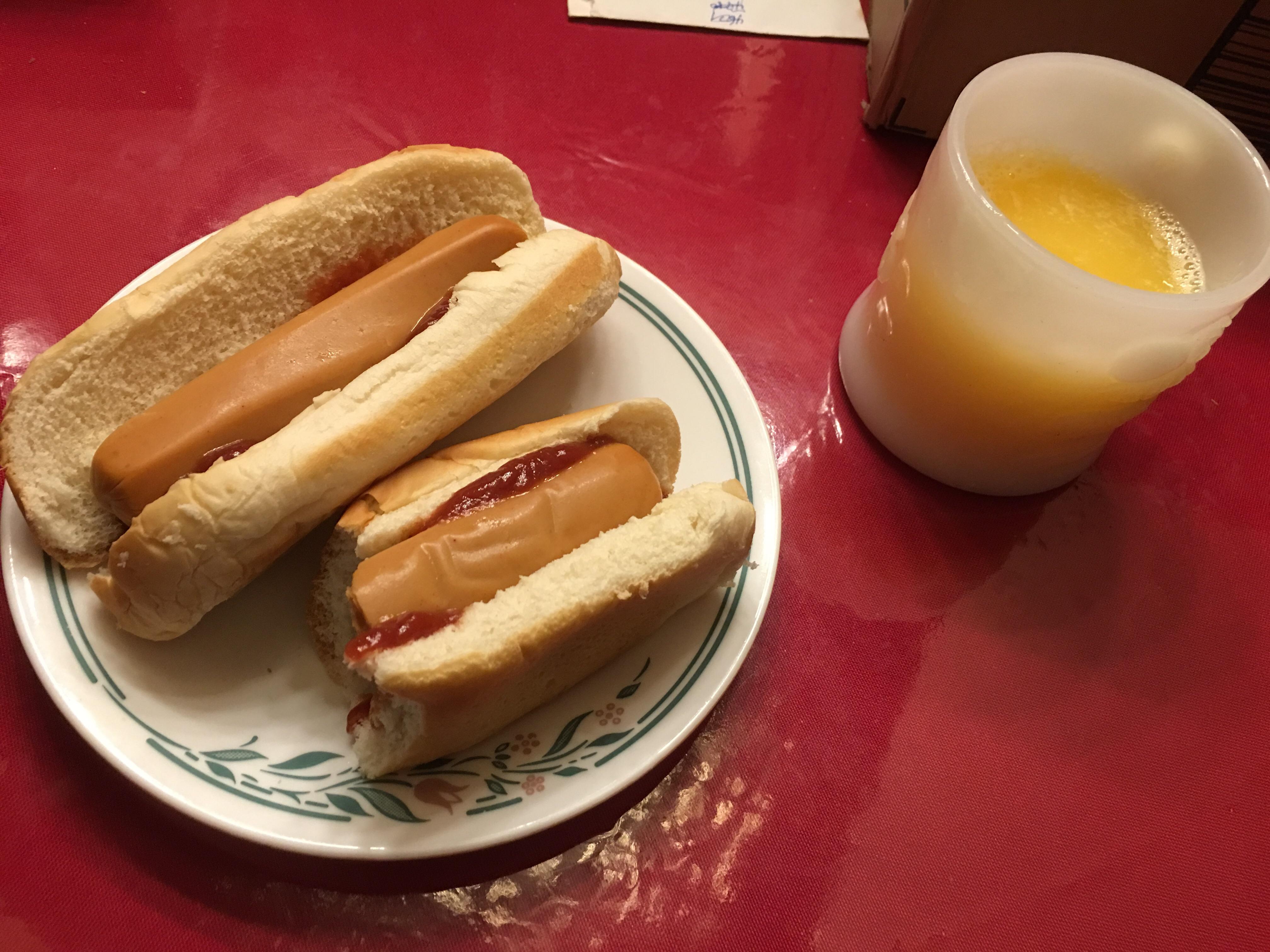 Veggie dogs and orange juice r/ShittyVeganFoodPorn