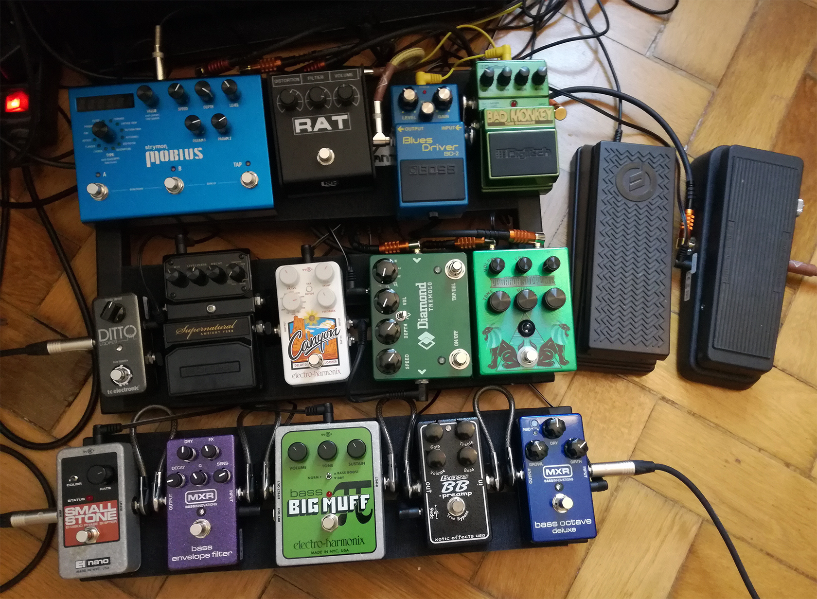 My pedal boards for bass & guitar r/guitarpedals