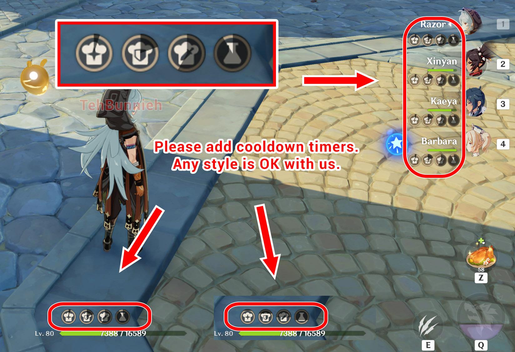 Cooldown timer for food and potions It's a simple UI to implement