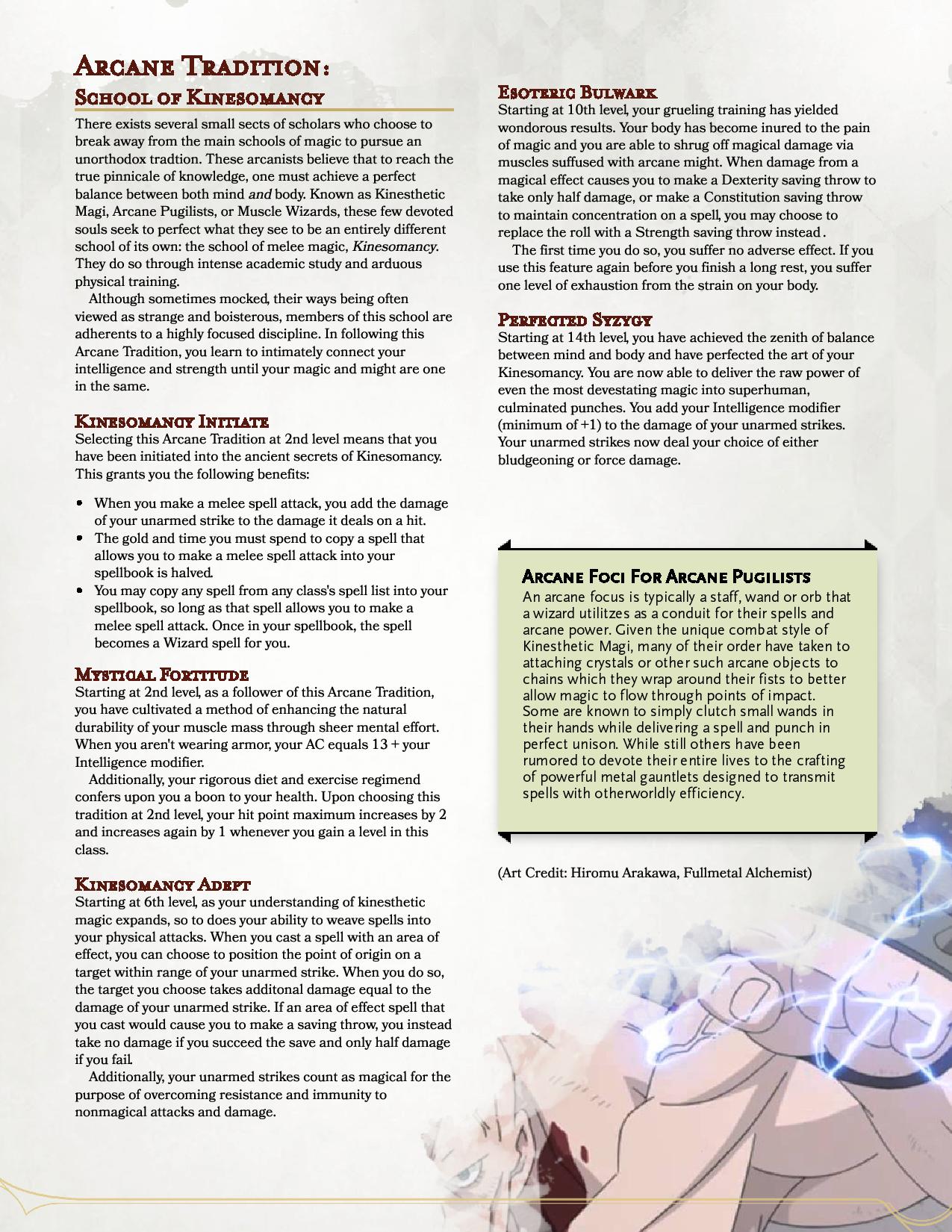 School of Kinesomancy The 5e Muscle Wizard! Turn your