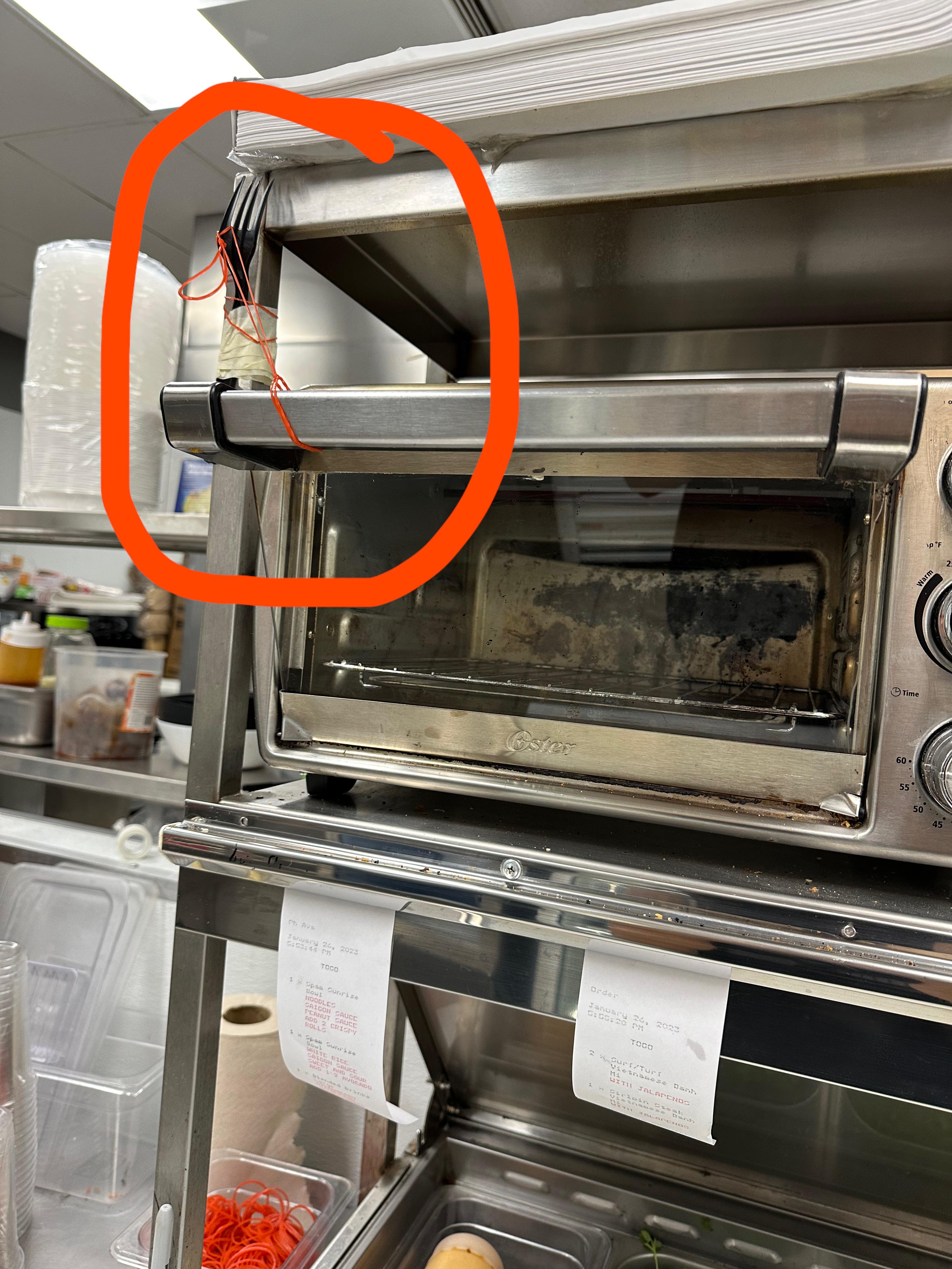 the door of the bread toaster at work won’t close even with a