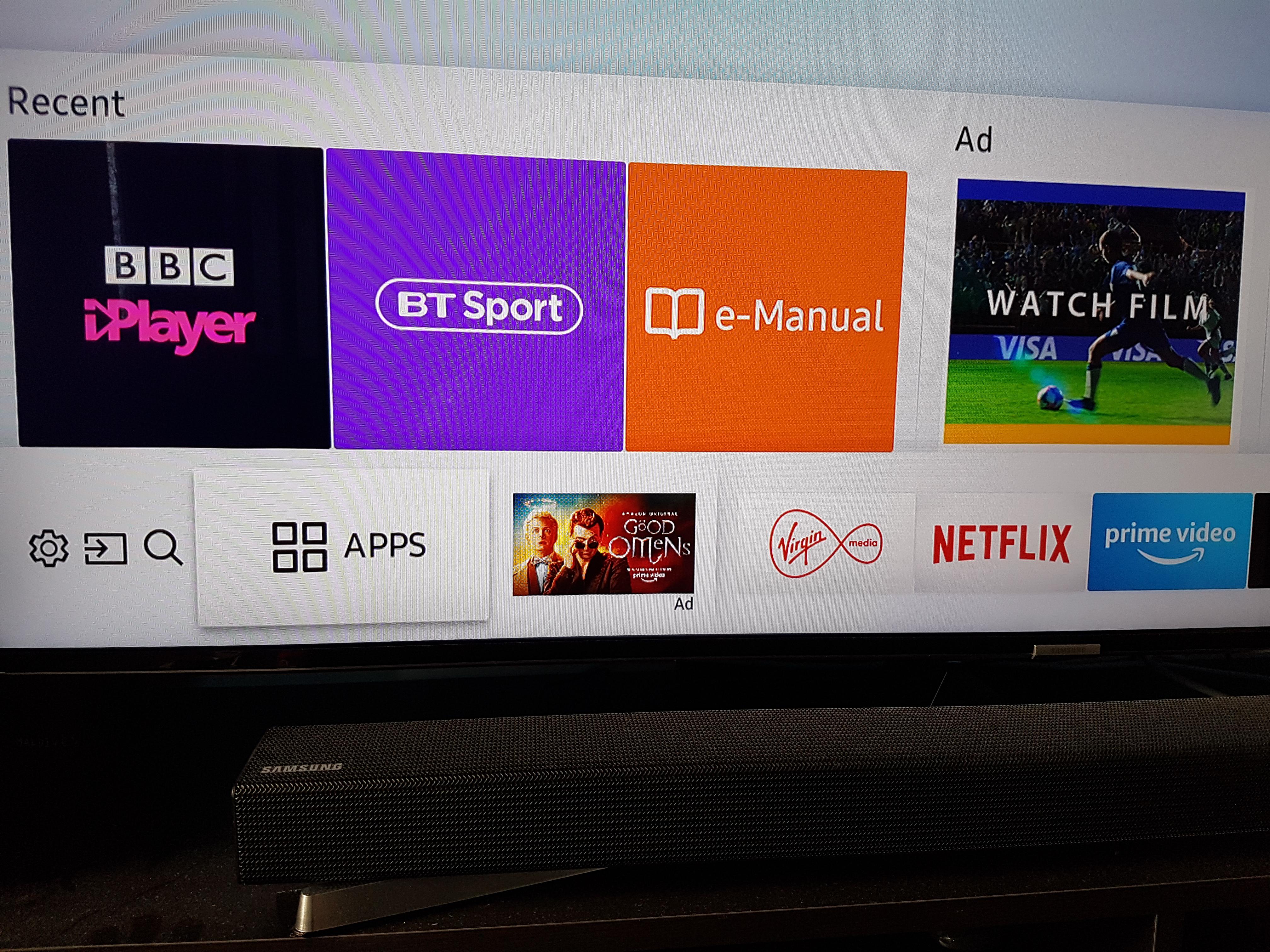 Apparently £950 wasn't enough for my TV, so Samsung put adverts on the