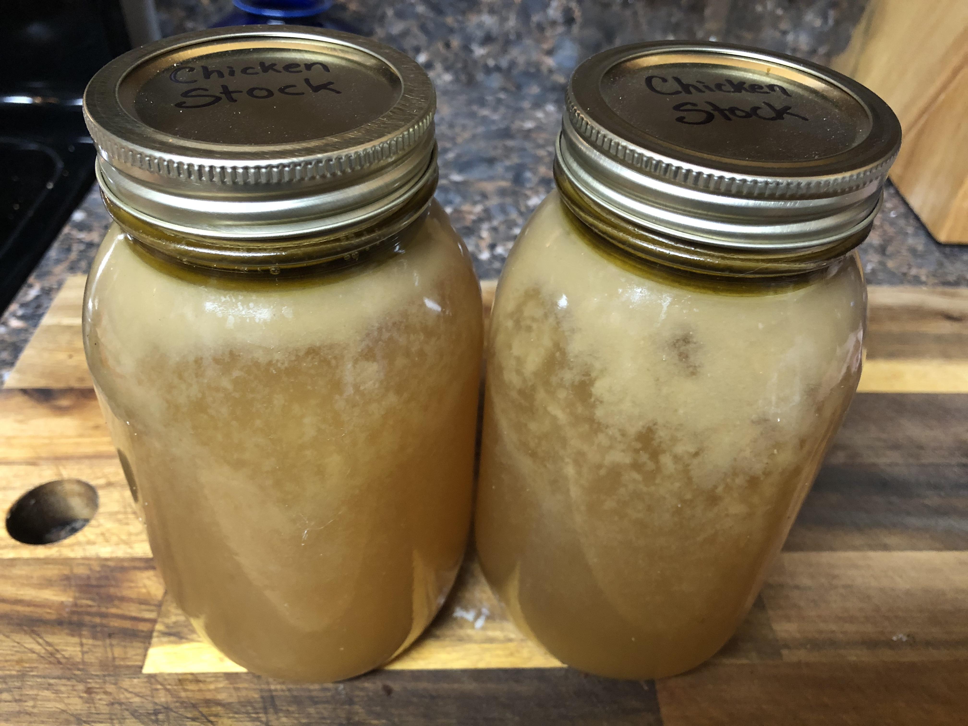 Homemade Chicken Stock Made using Rotisserie Carcass and Vegetable