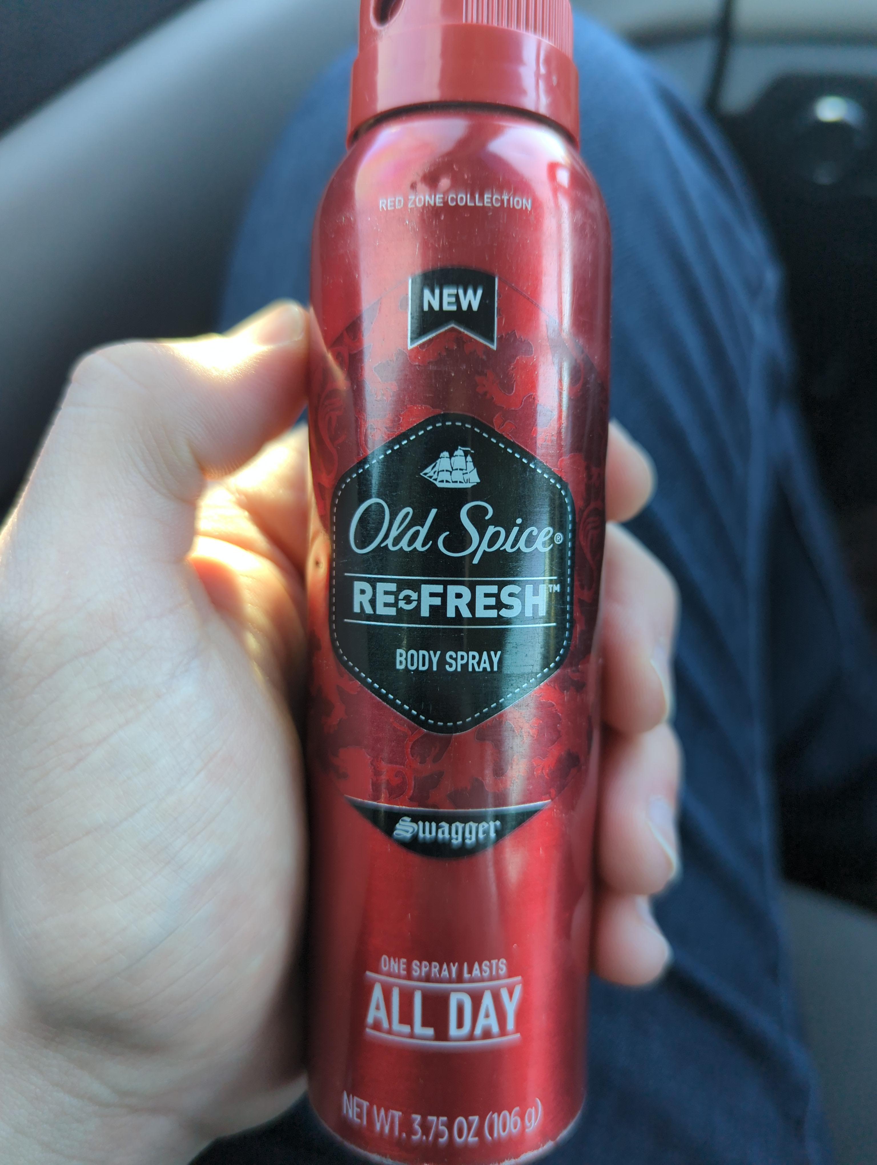 Still using 10 years old Old Spice body spray that has stayed in my car