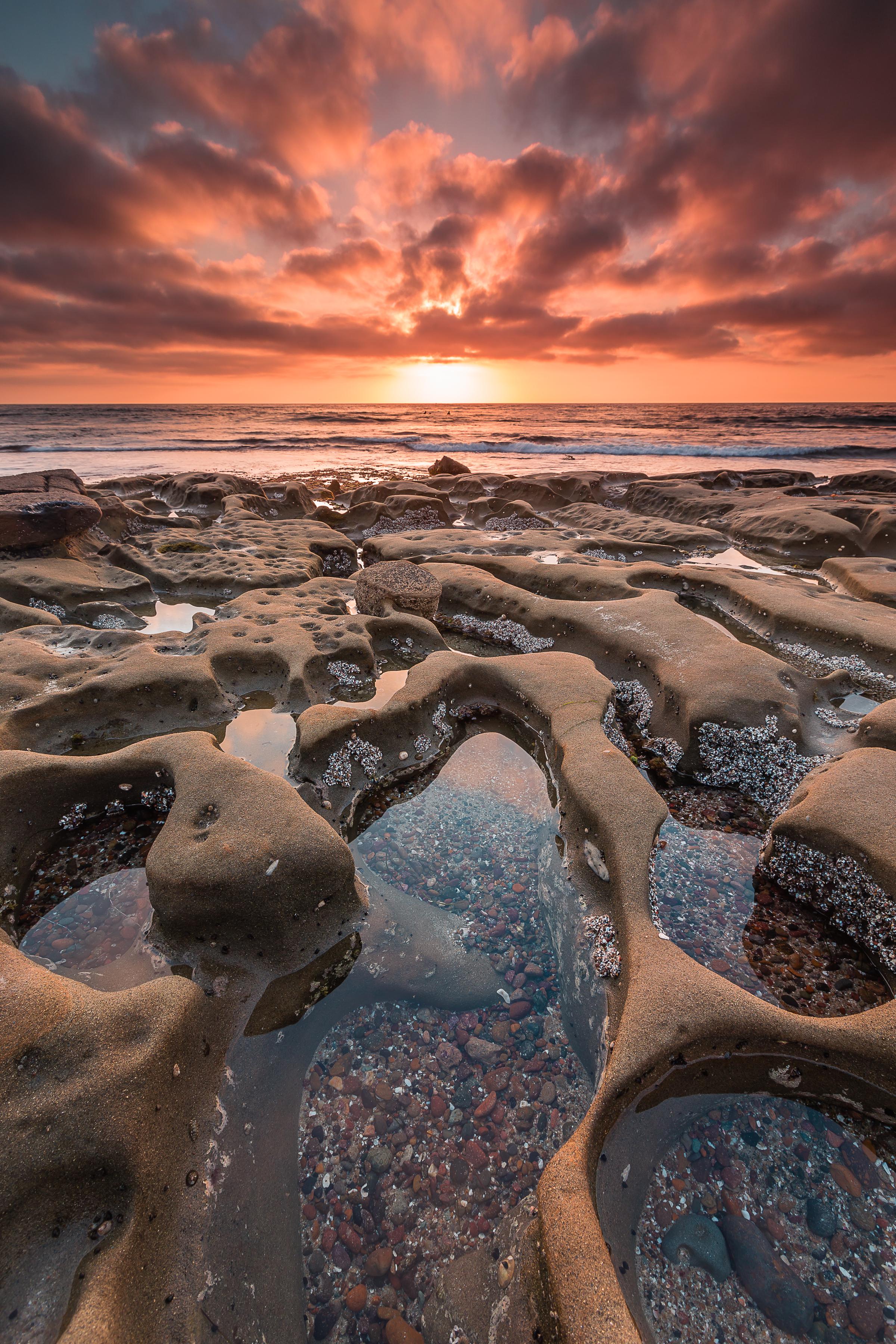 "Sea Craters" The Tide Pools of La Jolla, California at Sunset. [2400X