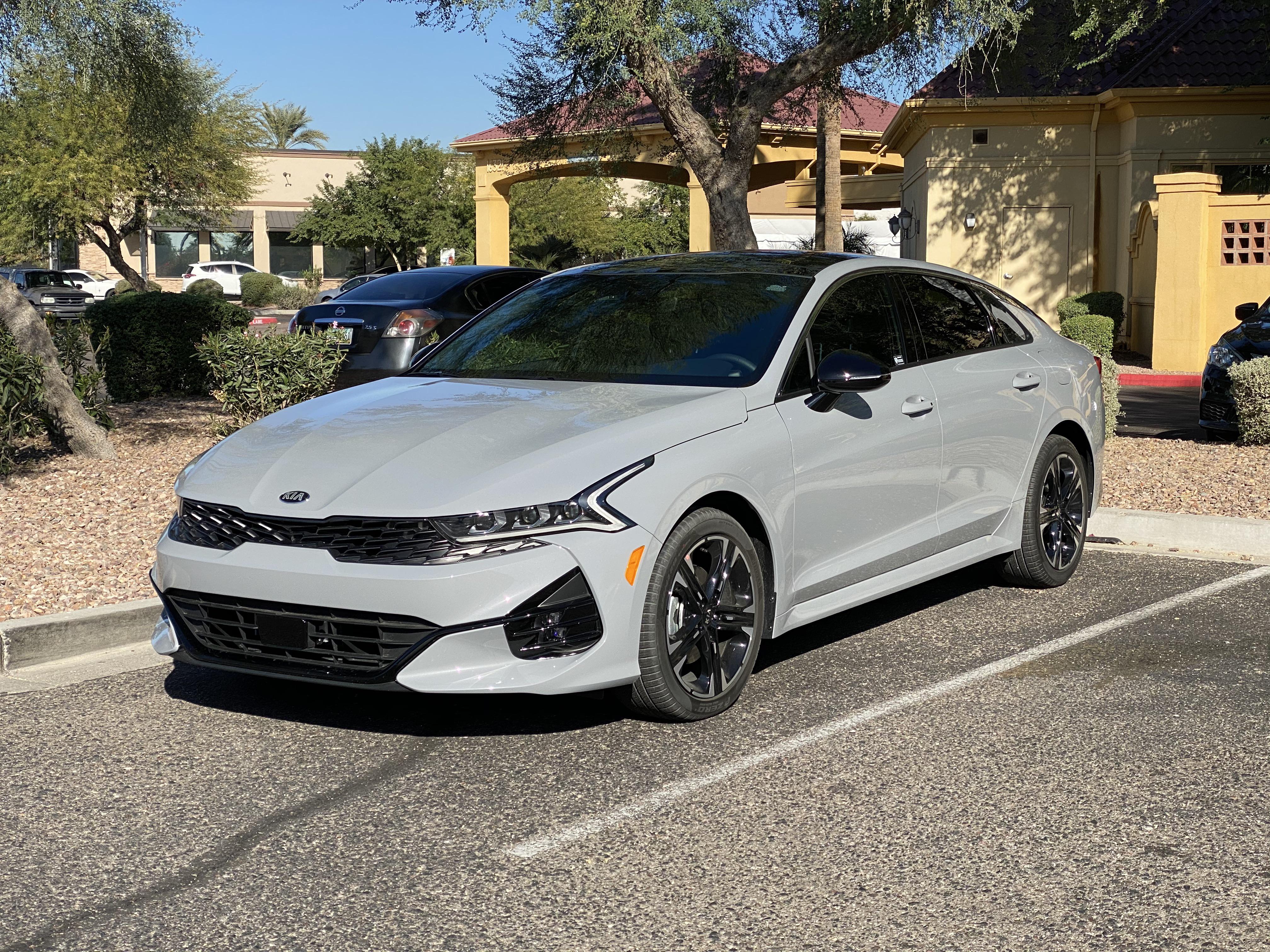 My 2021 Kia K5 Gt-Line W/ Premium Package! Absolutely Love Looking At This Car As I Walk Away. Wolf Gray Is The Best Color. : R/Kia