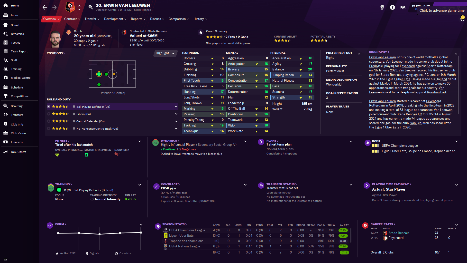 Probably one of the best players I've ever managed.. Would you retrain