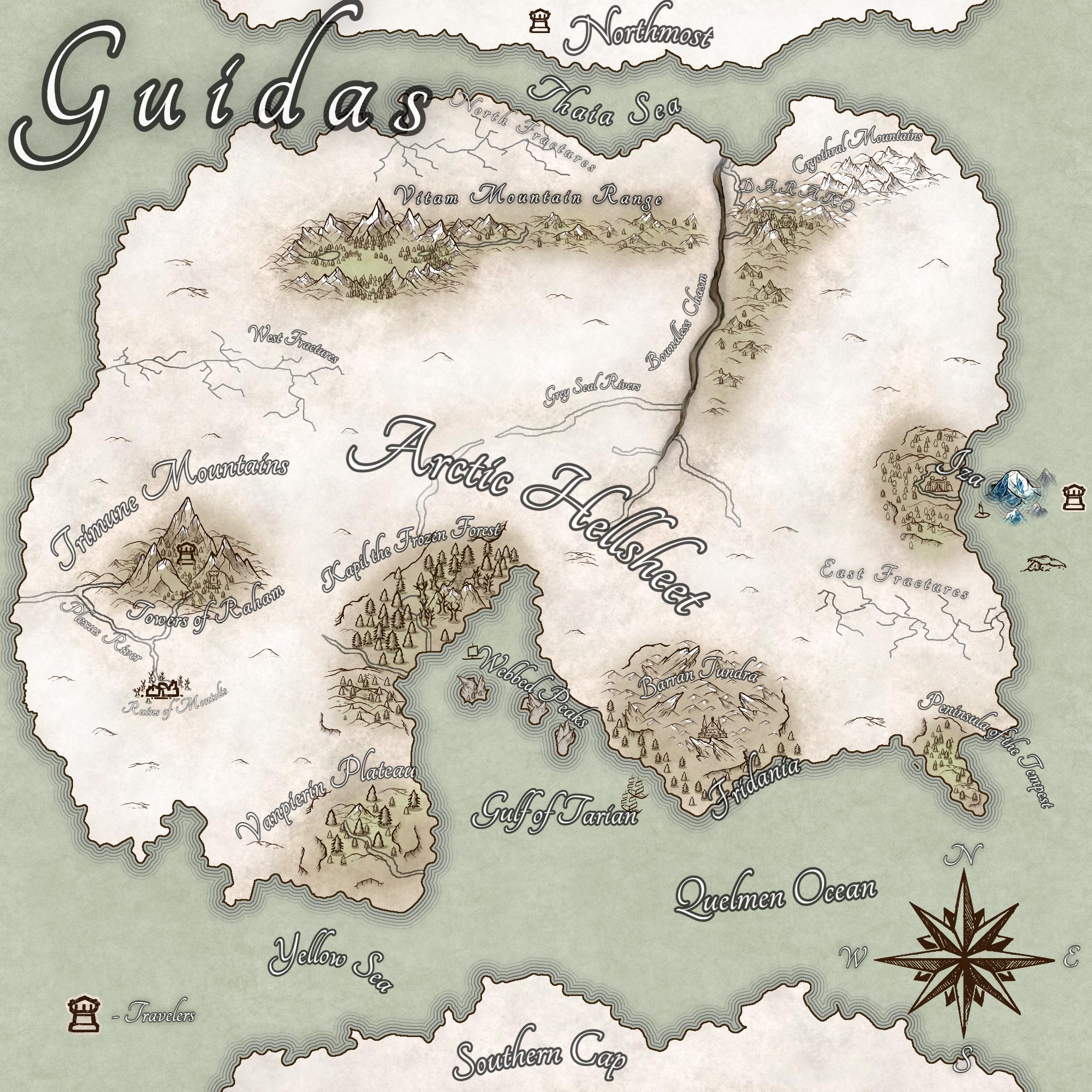 Thoughts or questions on my "frozen" world map? Critiques or advice