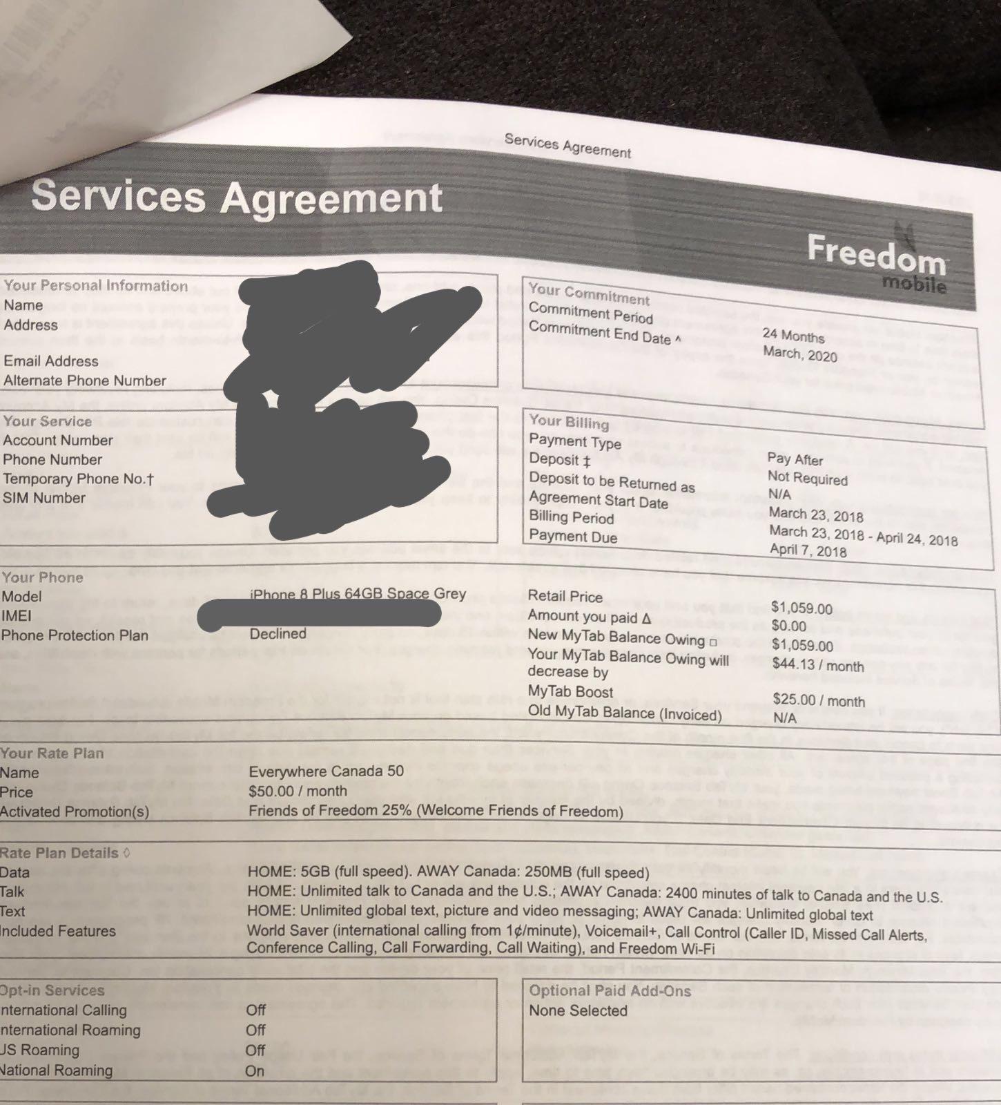 Freedom mobile 25 off on 50 or higher new activations at coquitlam