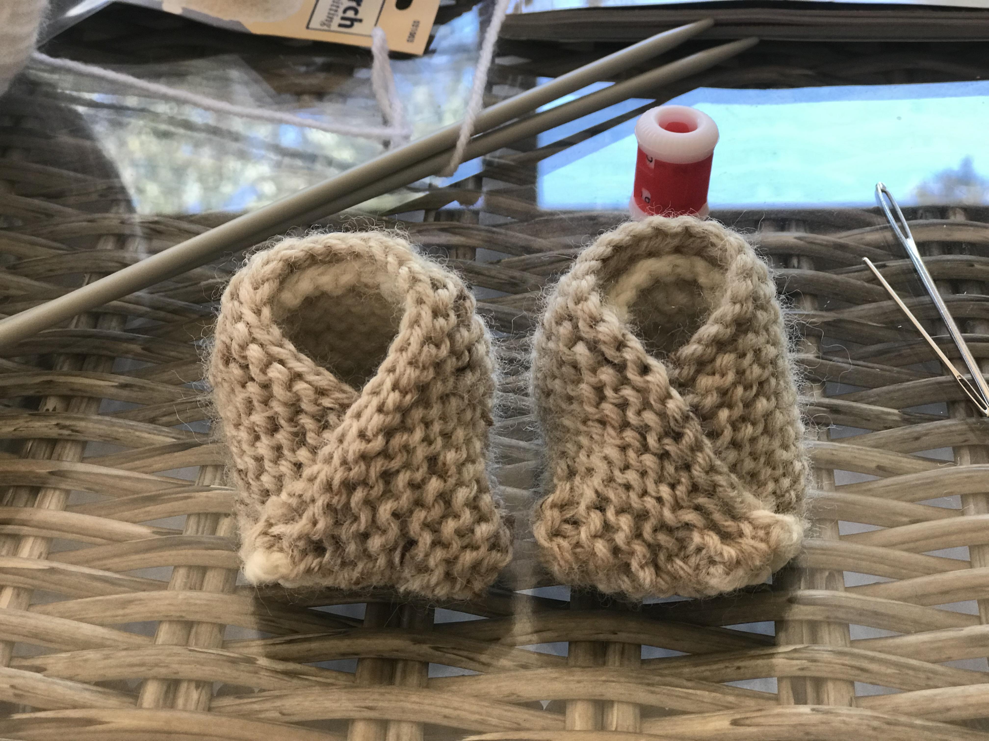 First project complete! Baby booties with 8ply merino wool r/knitting