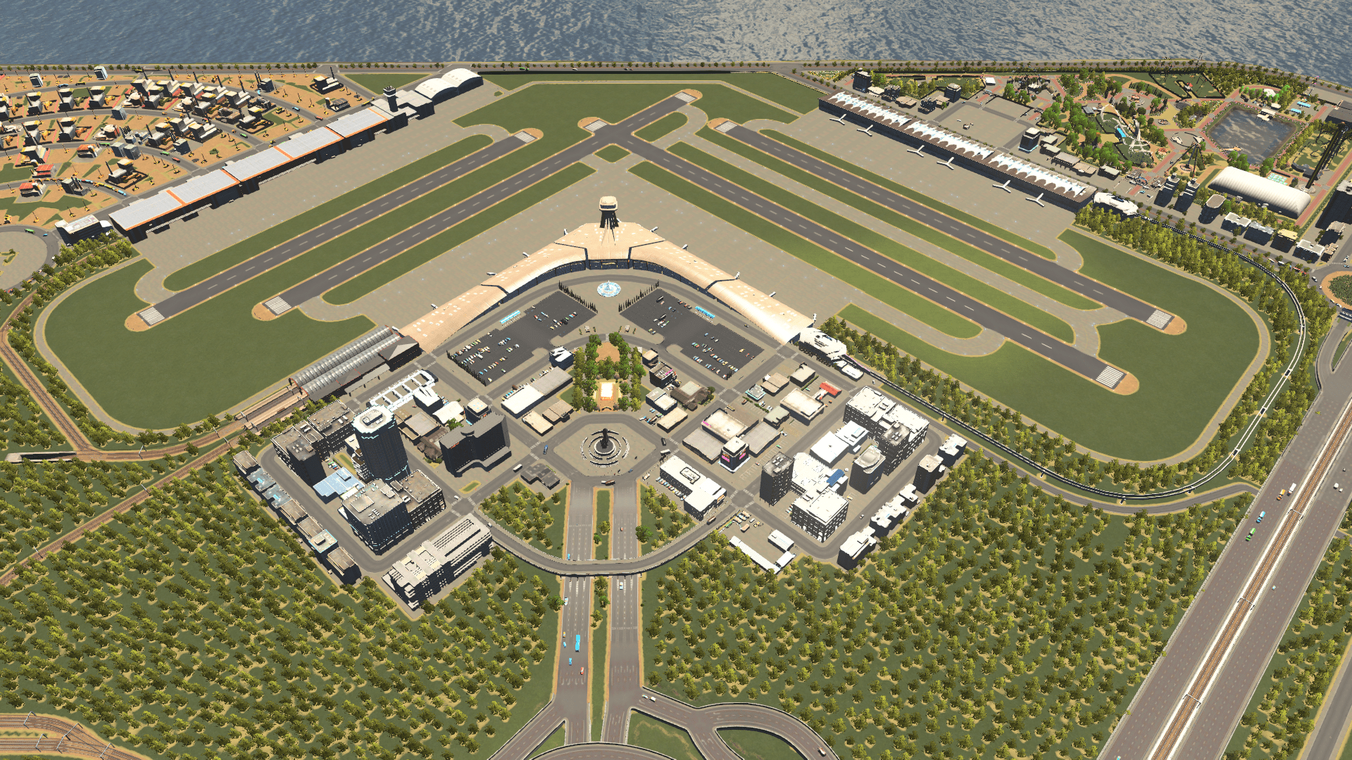 My vanilla airports layout. r/CitiesSkylines